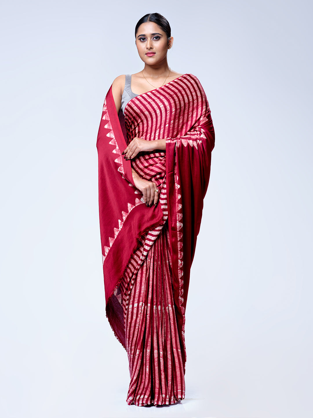 Maroon Stripes Modal Saree