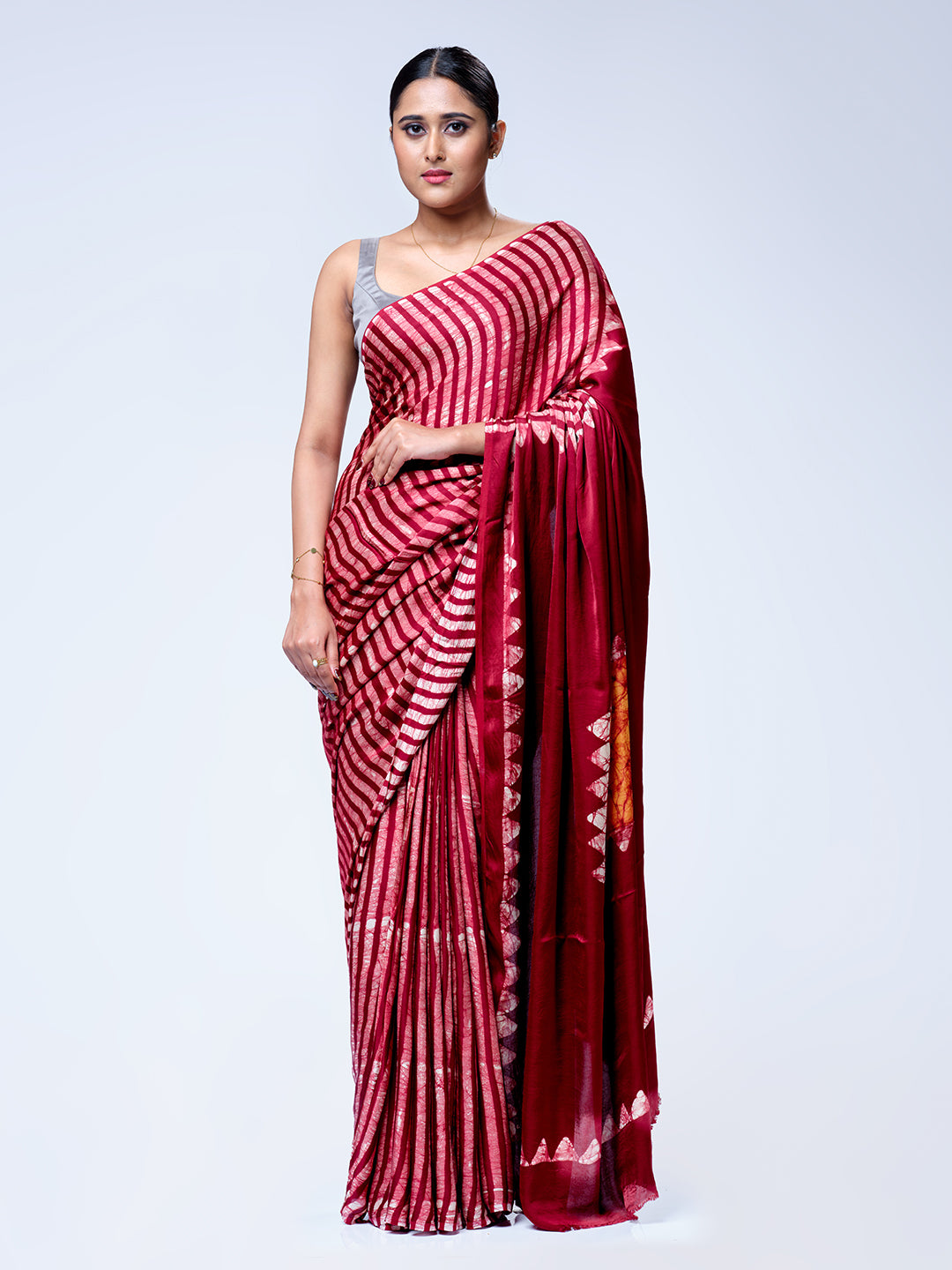 Maroon Stripes Modal Saree