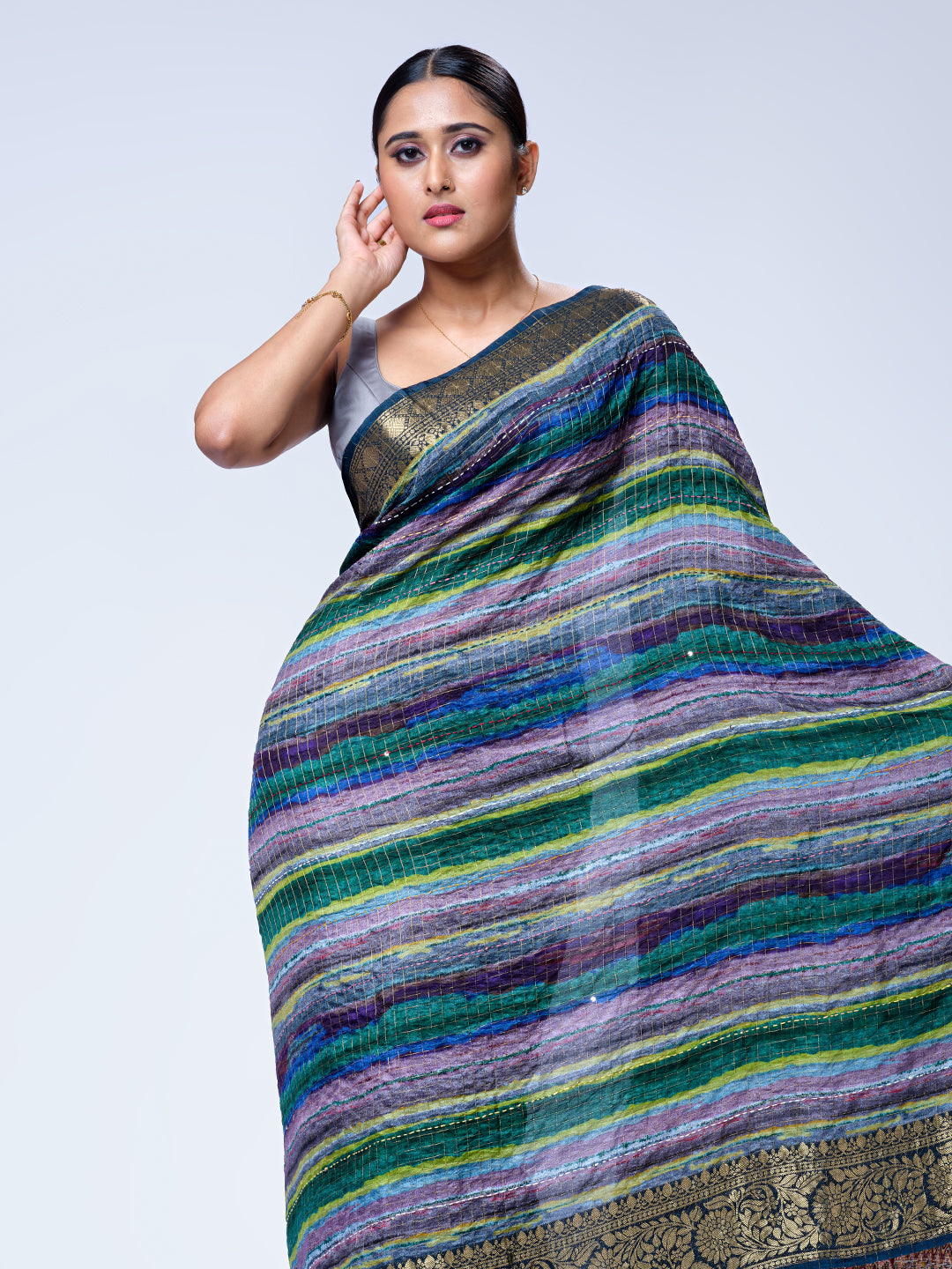 Multi Shade Soft Raw Silk Saree