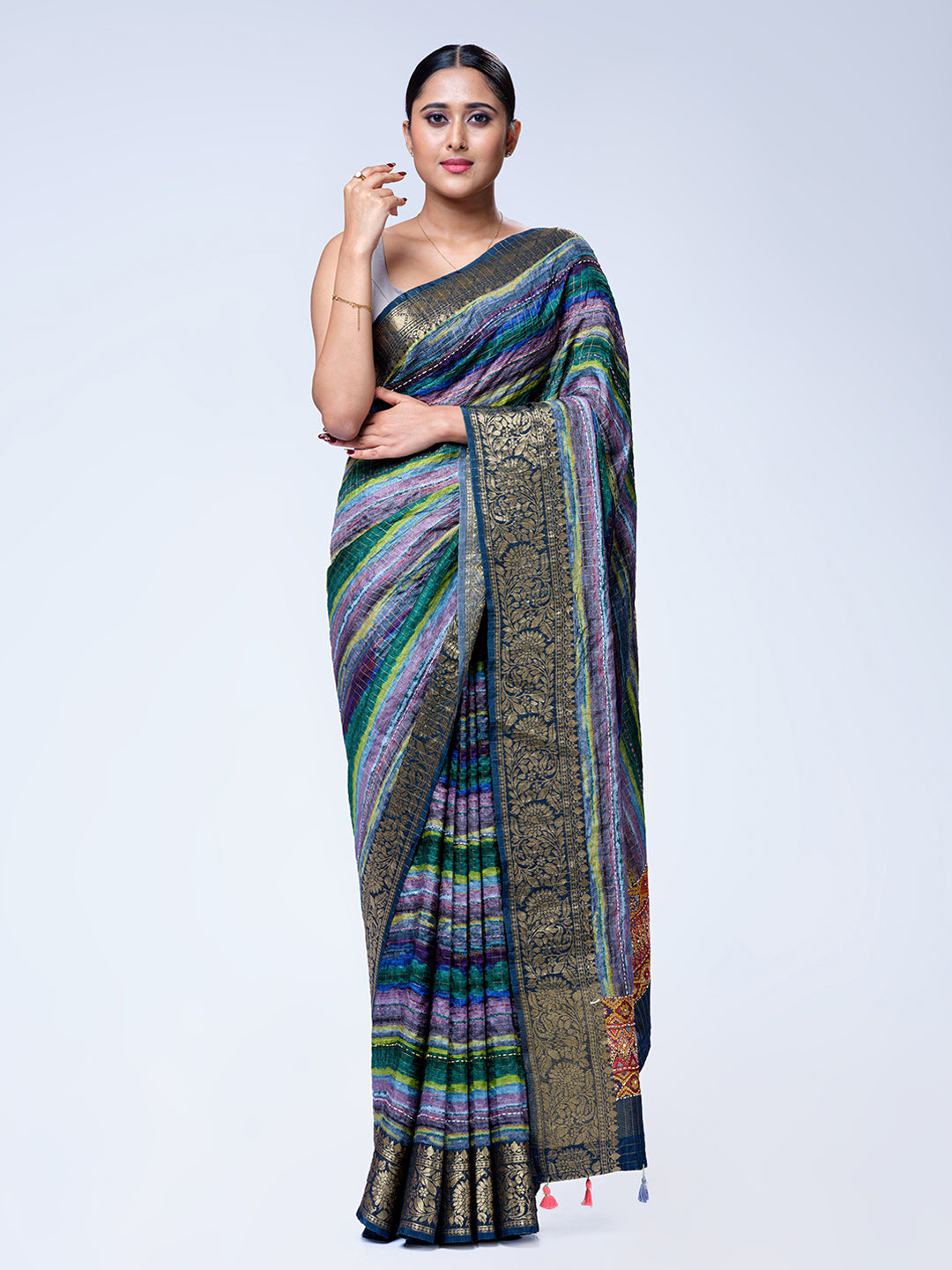 Multi Shade Soft Raw Silk Saree