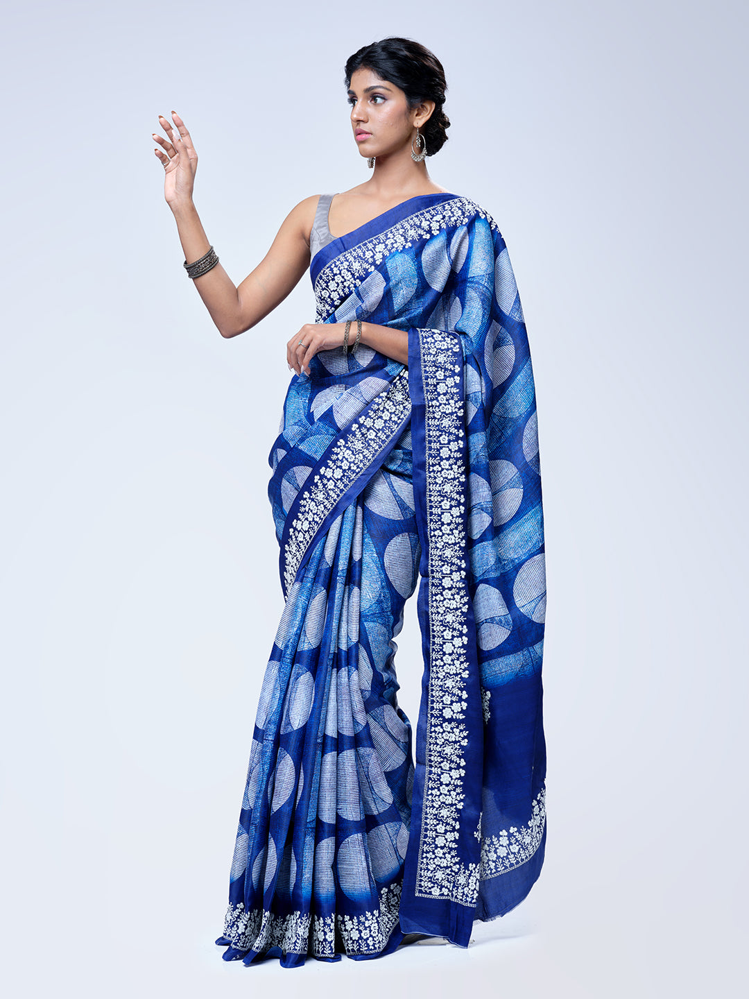 Navy Blue Semi Silk Saree