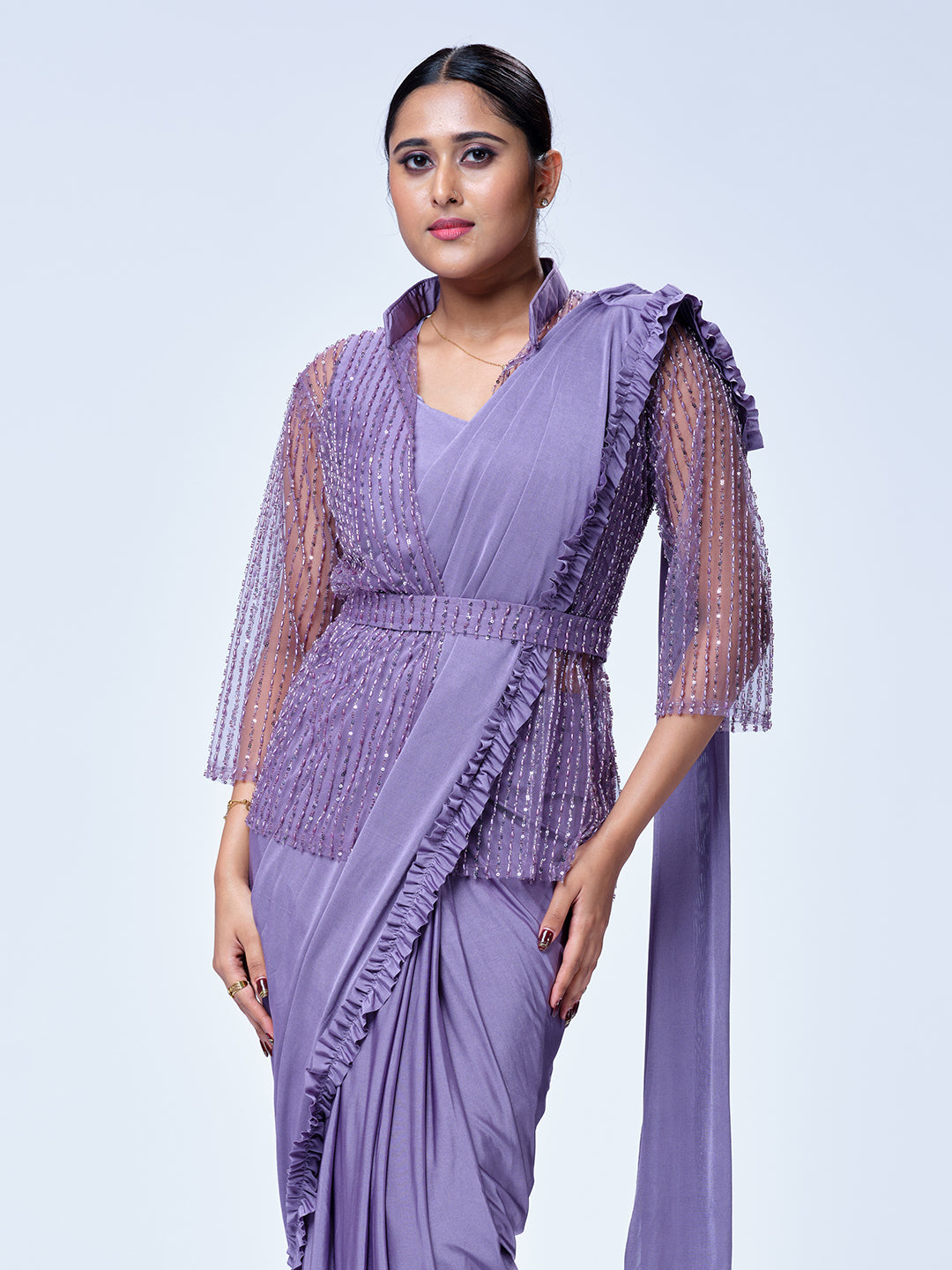 Lavender Ready To Wear Saree
