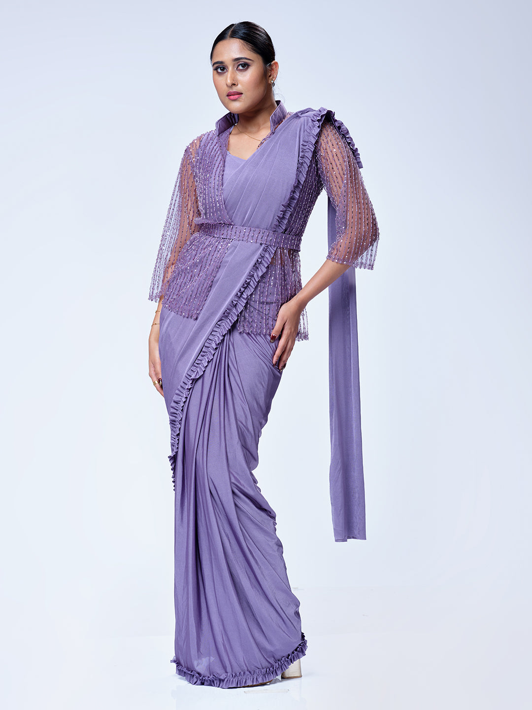 Lavender Ready To Wear Saree