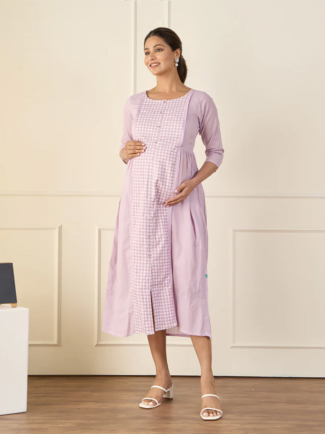Cotton Pastel Purple Maternity Dress