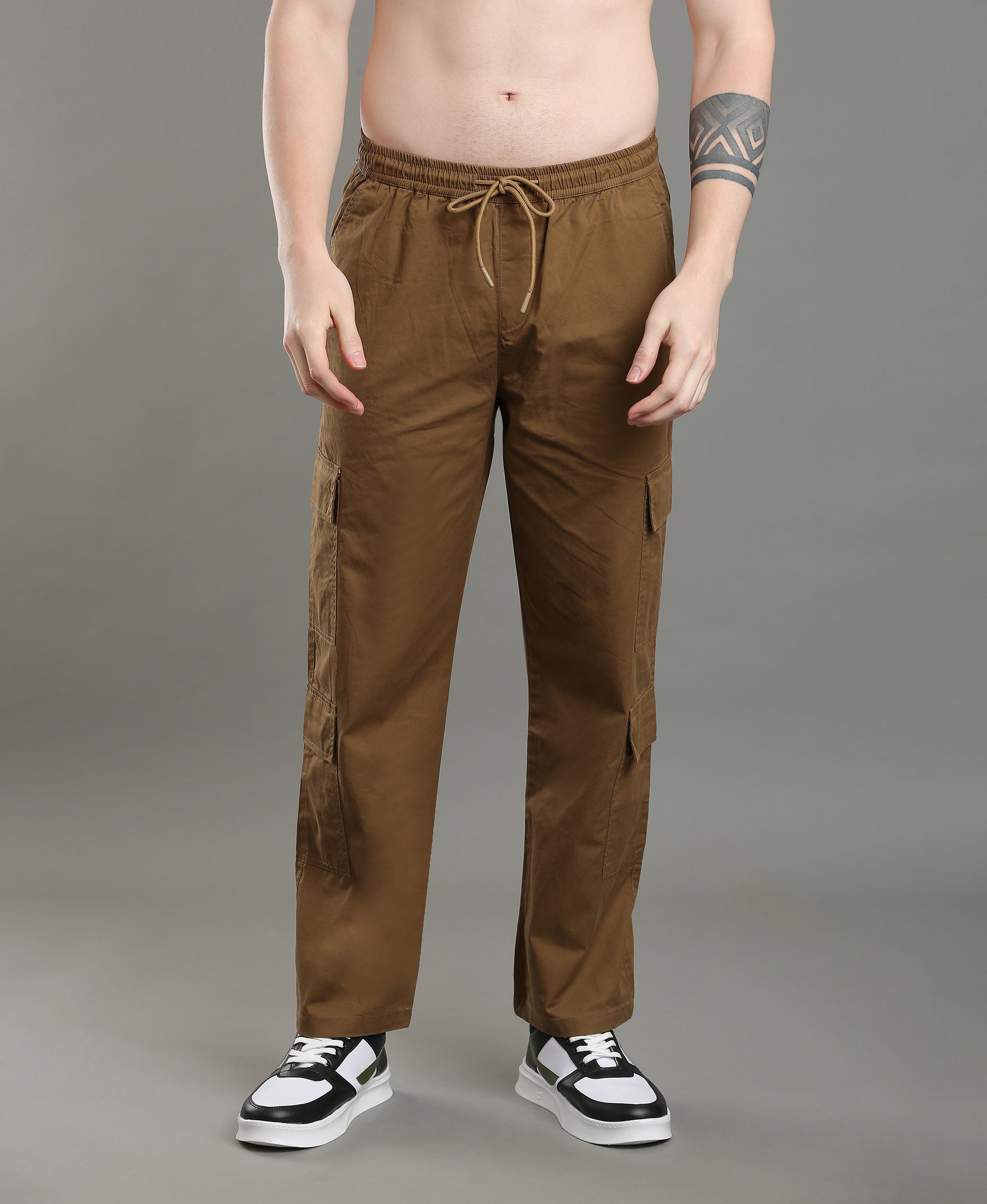 Earthtone Twill Cargos For Men