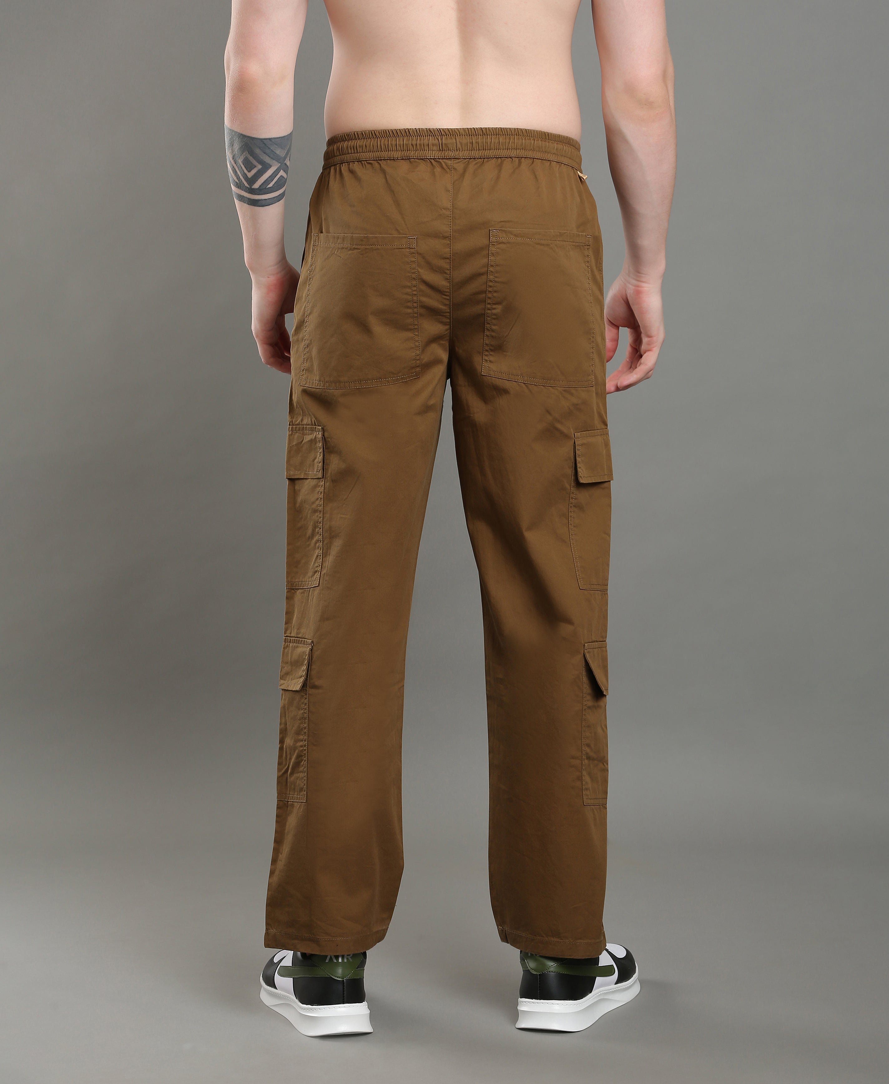 Earthtone Twill Cargos For Men