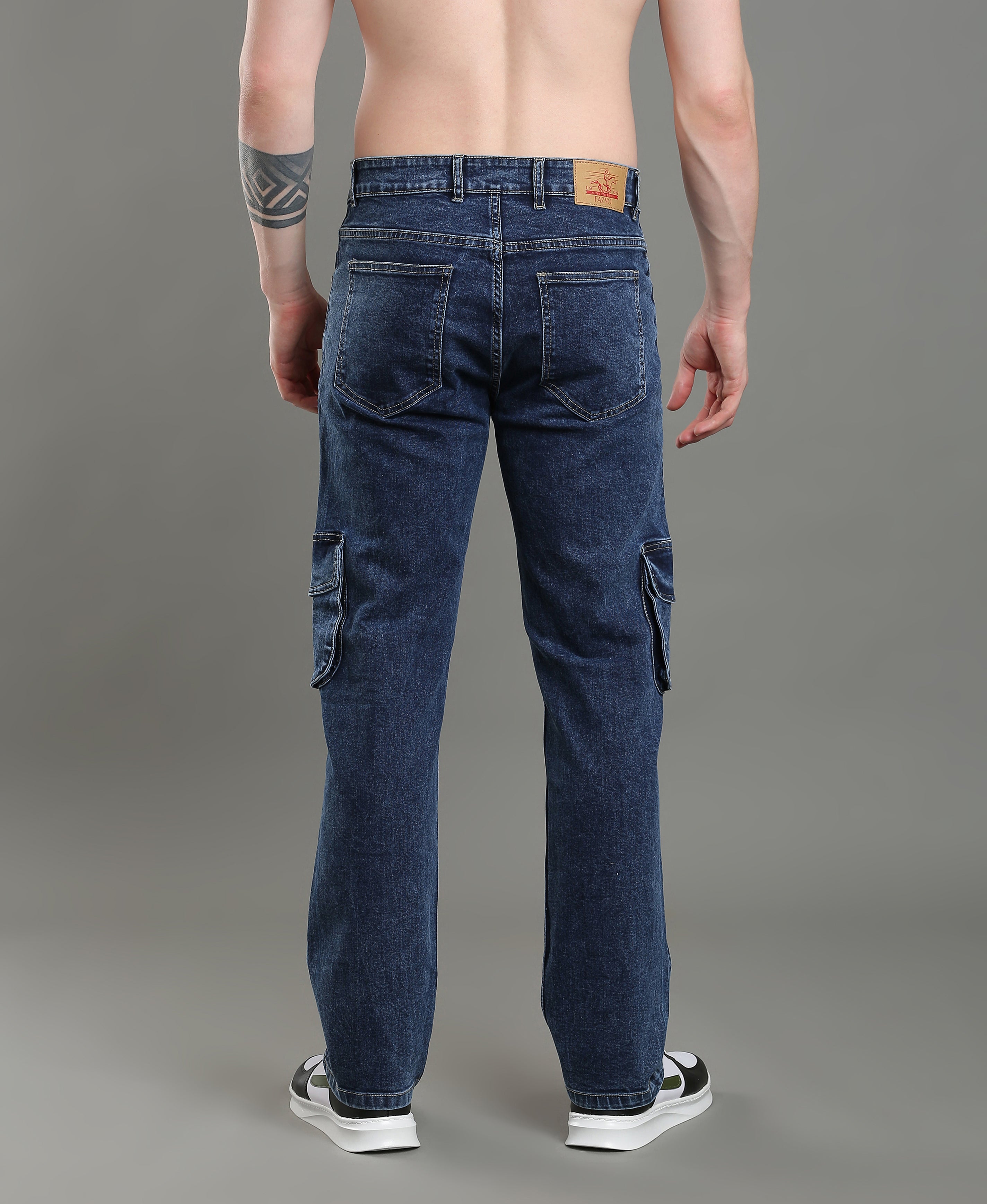 Navy Line 6-Pocket Denim Cargo For Men