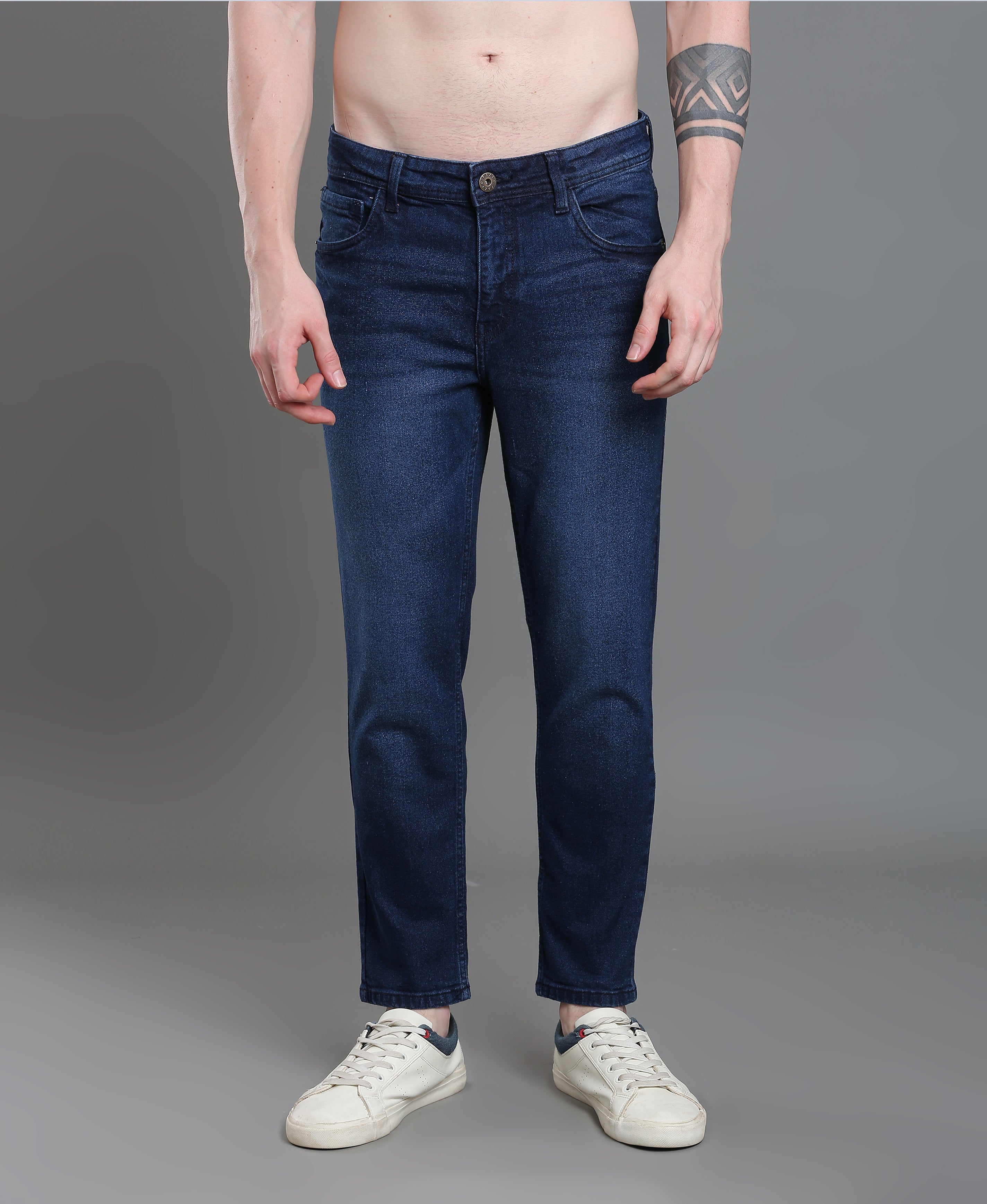 Marine Fade Carrot Fit Jeans For Men