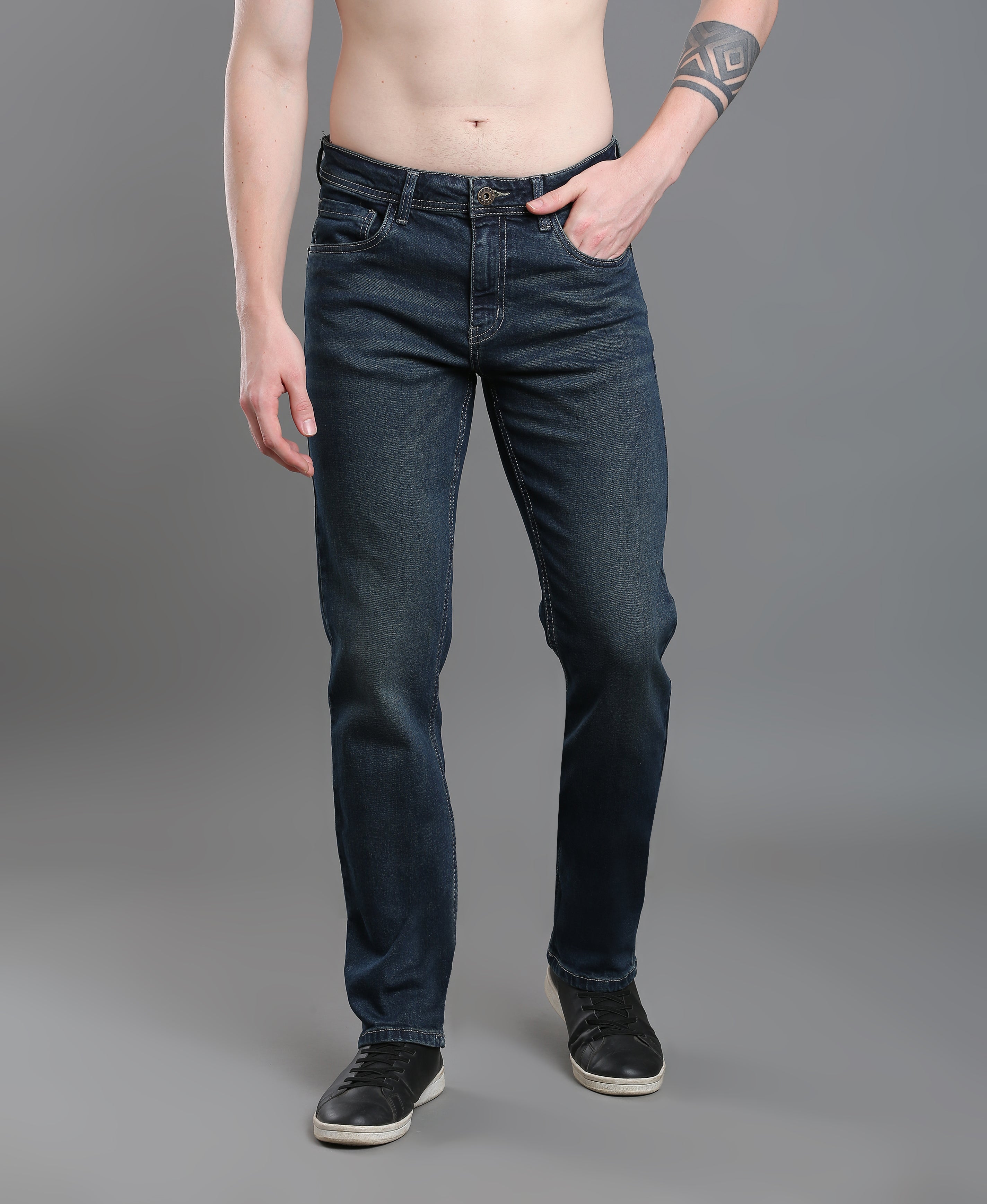 Ocean Line Straight Denim Jeans For Men