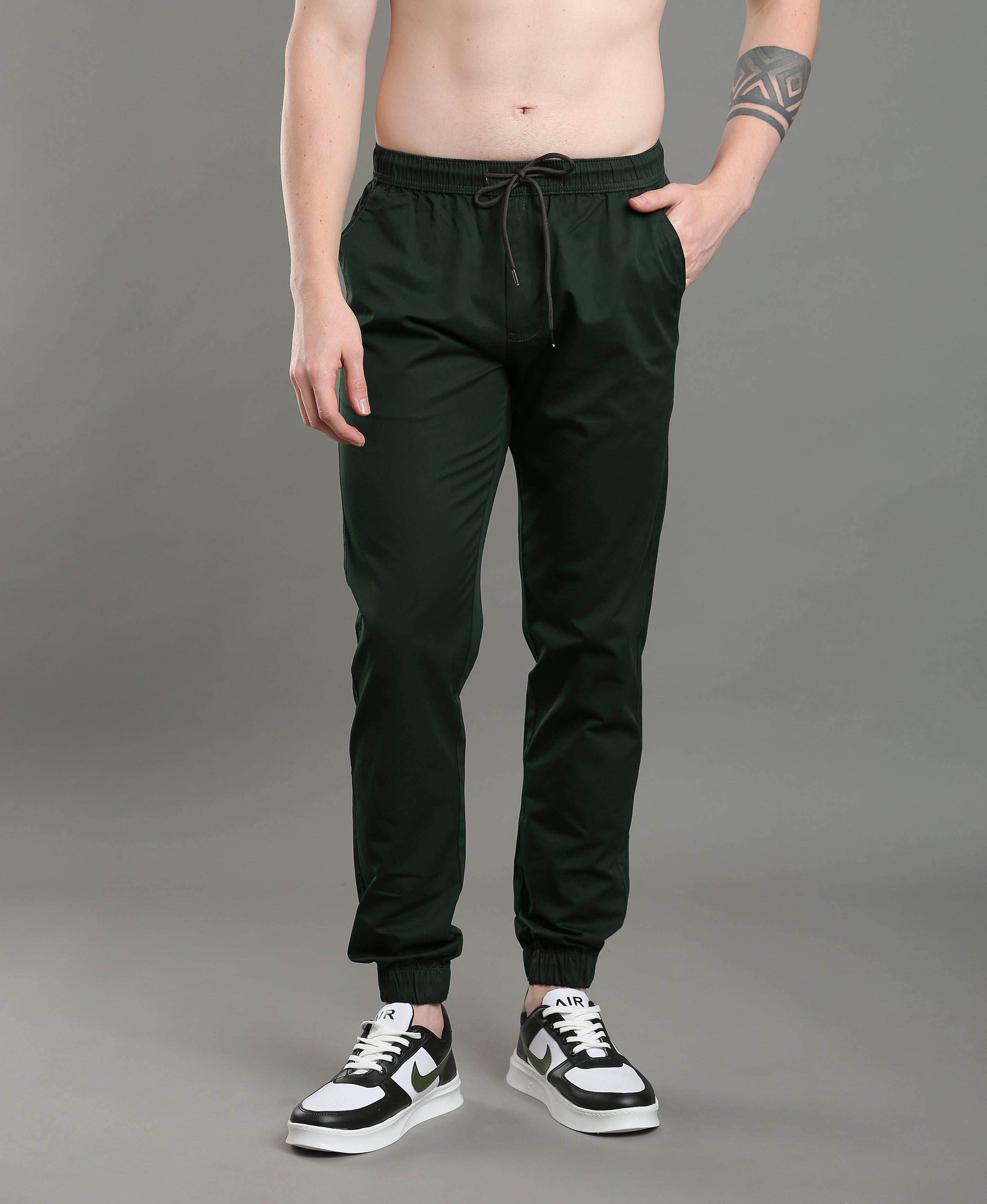 Olive Luxe Satin Joggers For Men