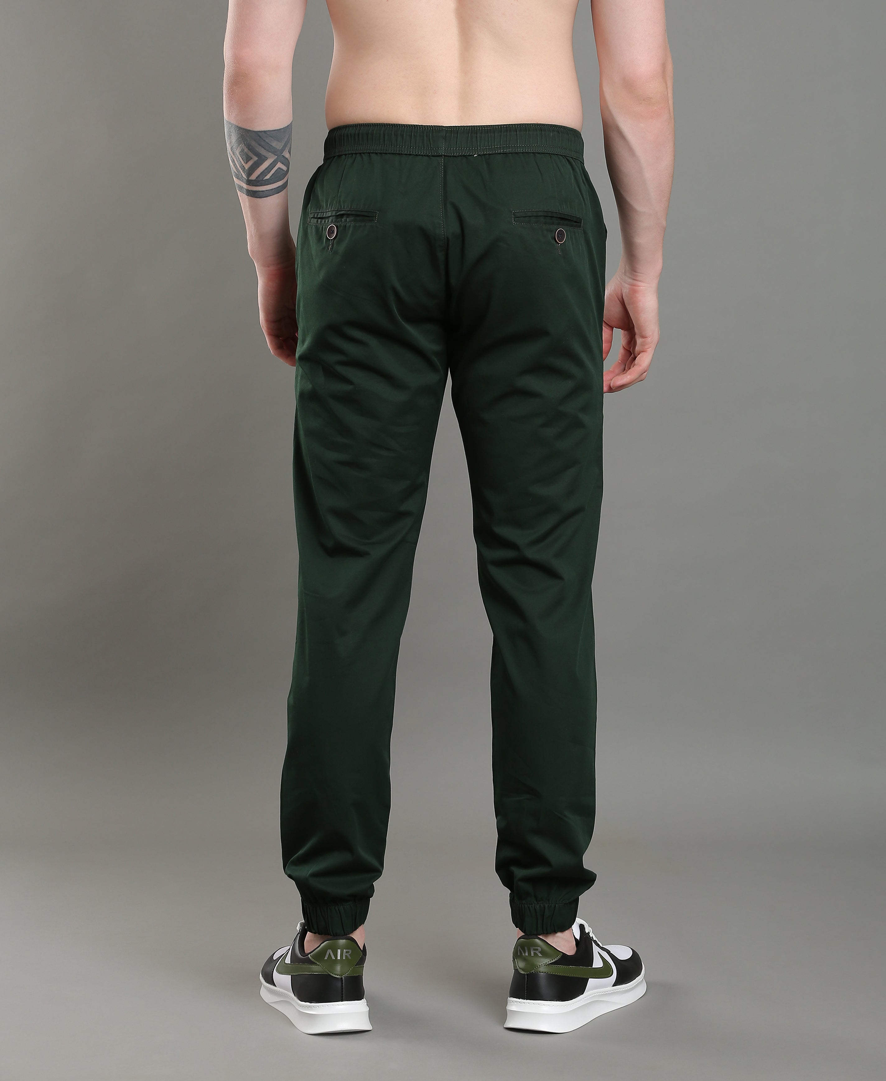Olive Luxe Satin Joggers For Men