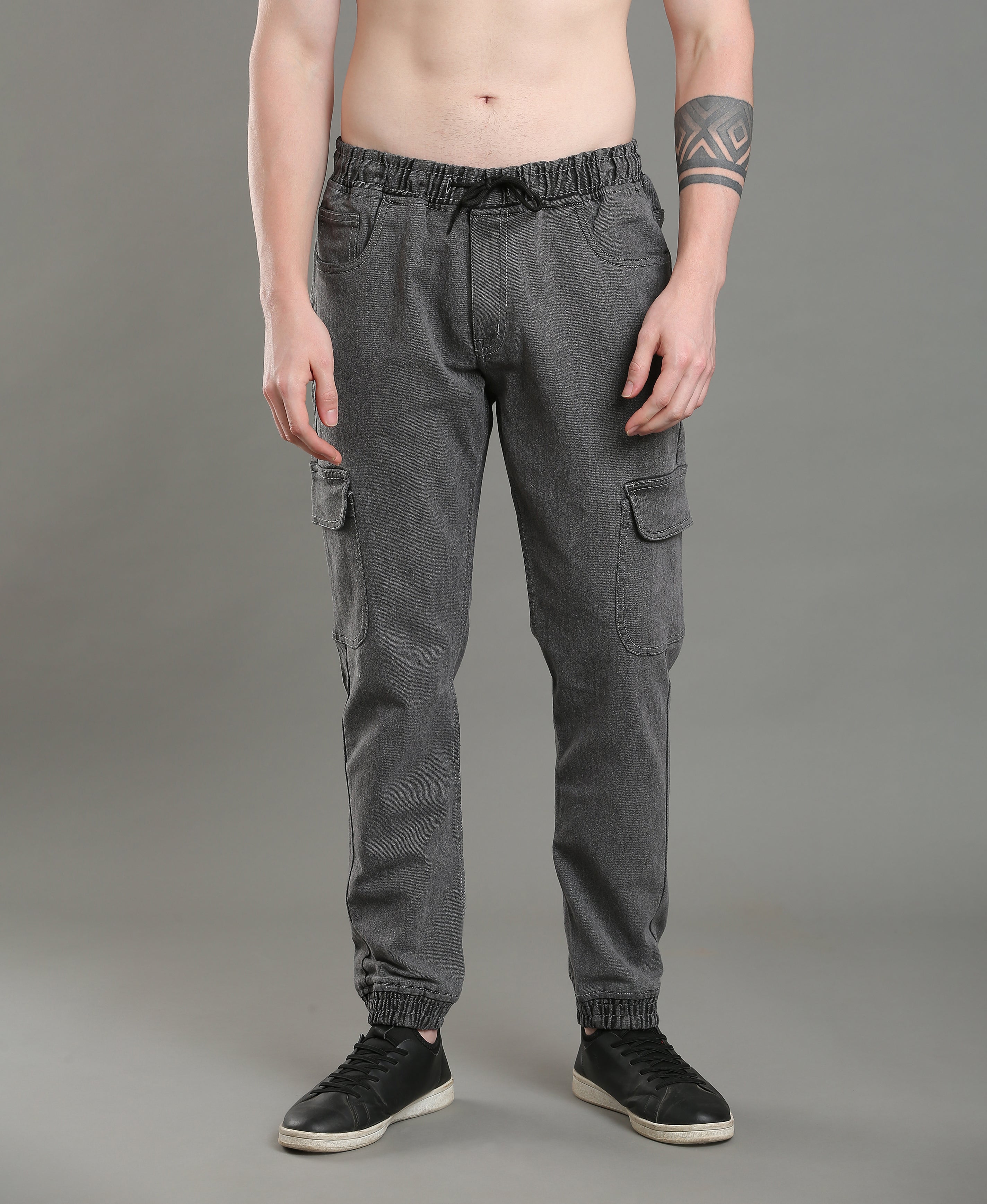 Silver Mist Denim Joggers For Men