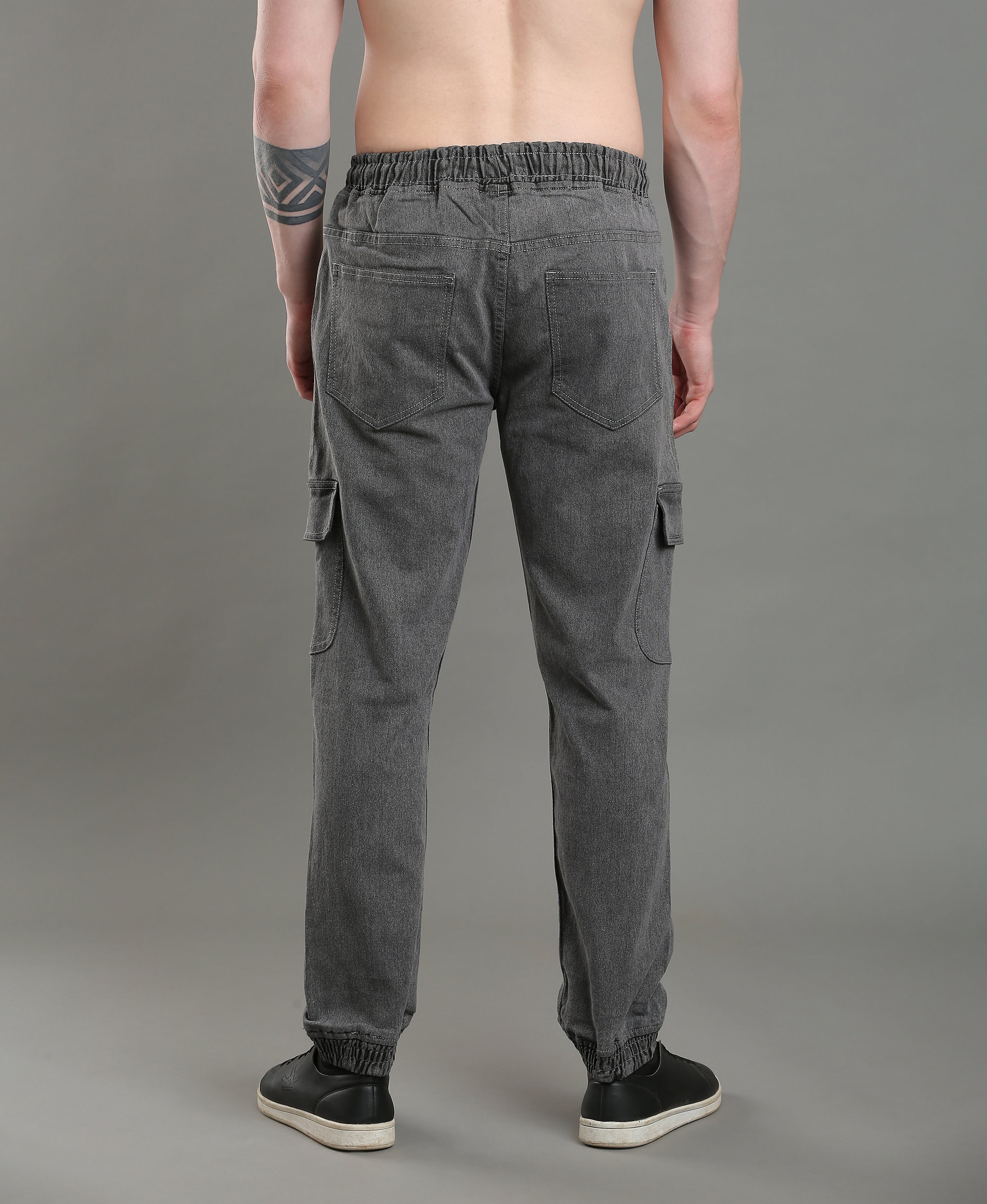 Silver Mist Denim Joggers For Men