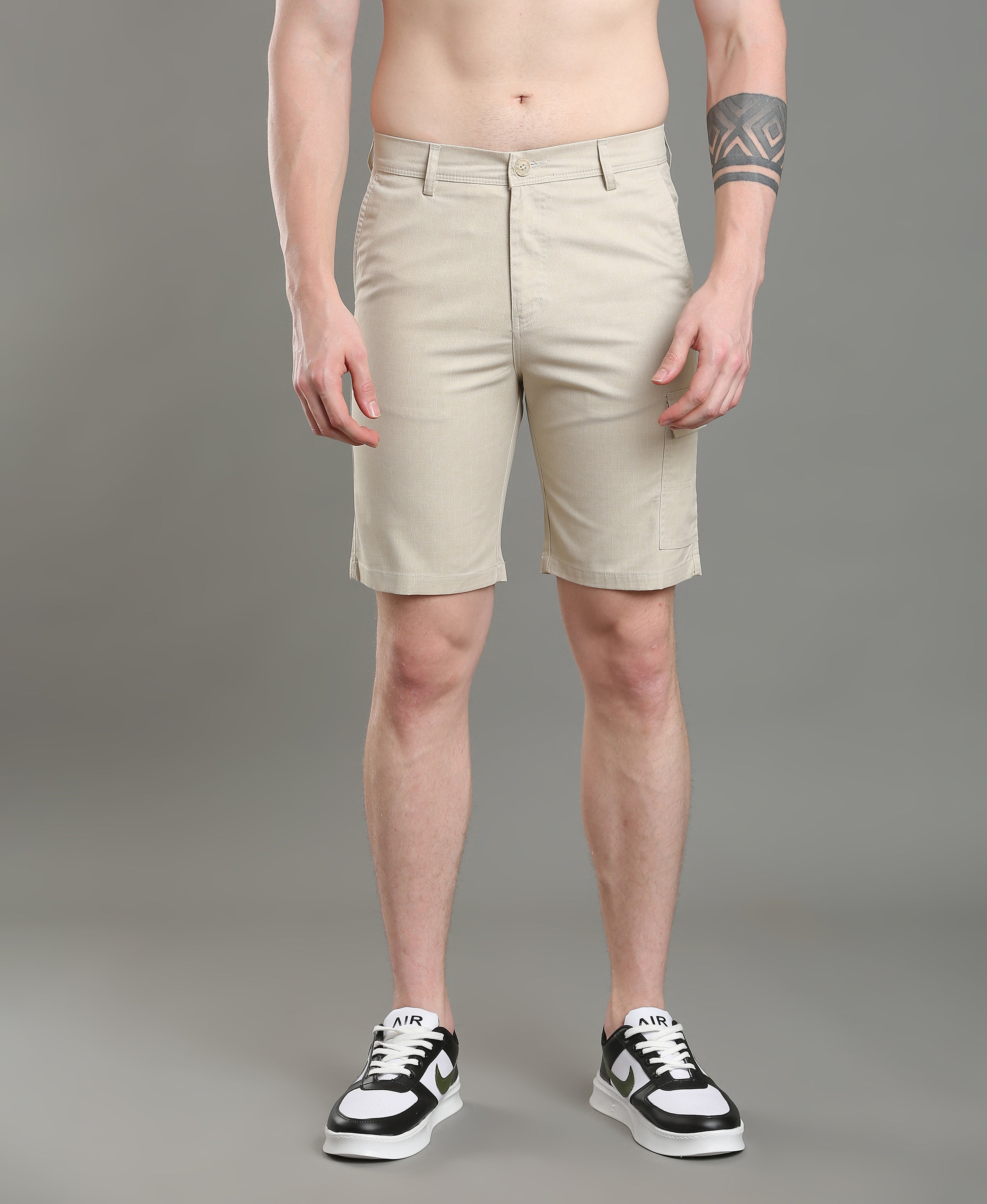 Almond Dune Twill Shorts For Men