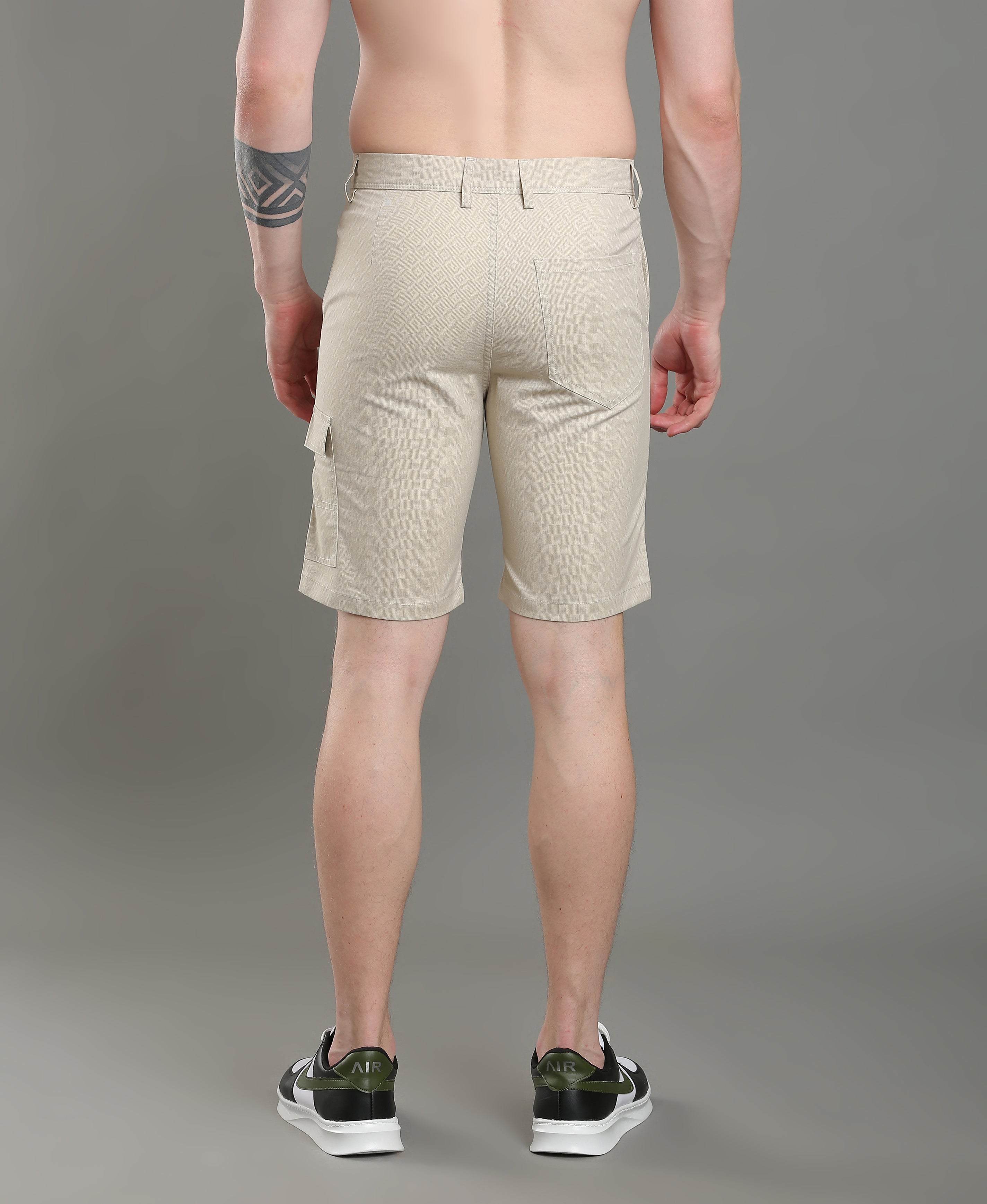Almond Dune Twill Shorts For Men