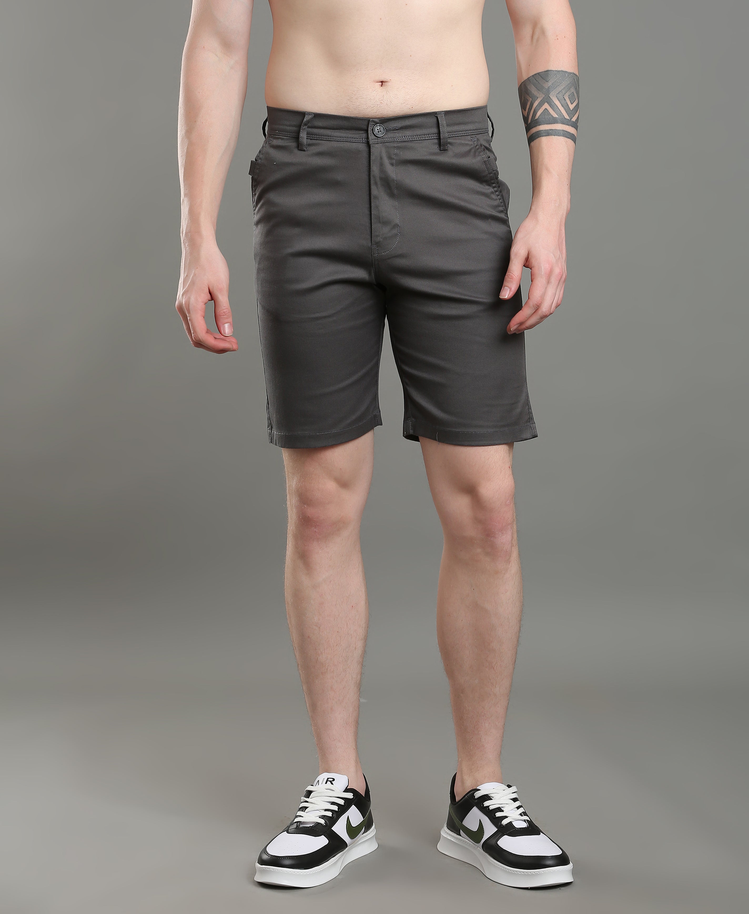 Charcoal Trek Twill Shorts For Men