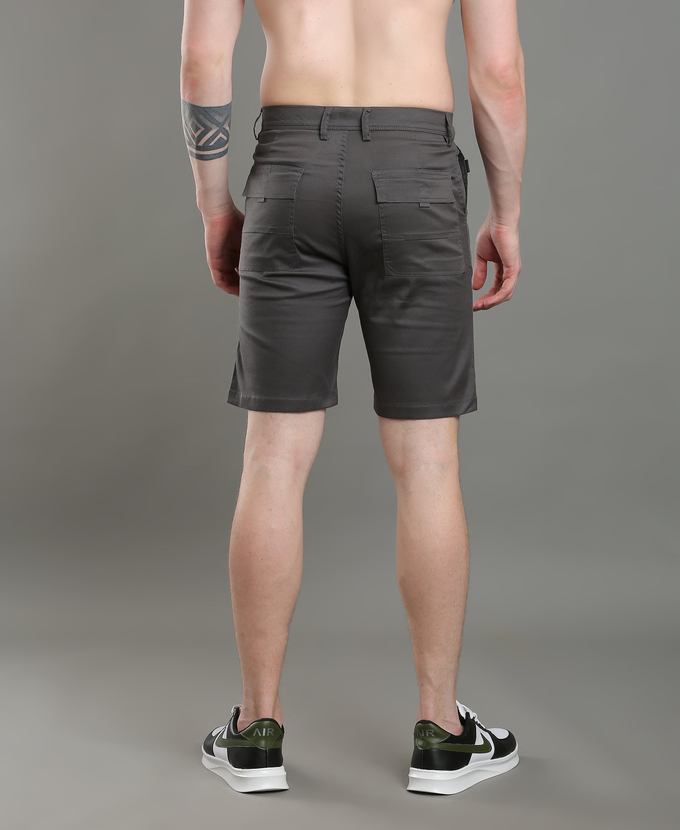 Charcoal Trek Twill Shorts For Men
