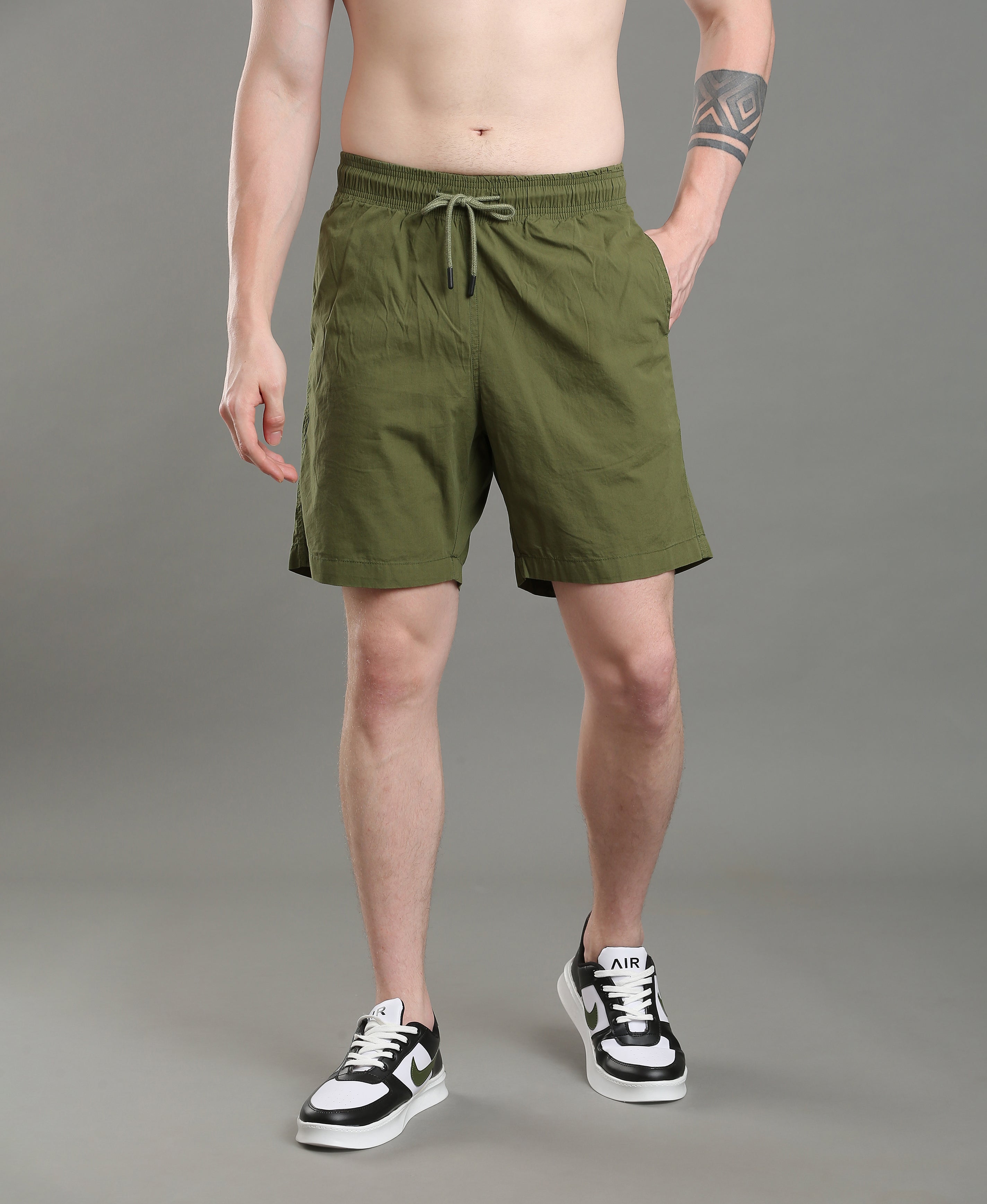 Moss Terrain Cotton Shorts For Men