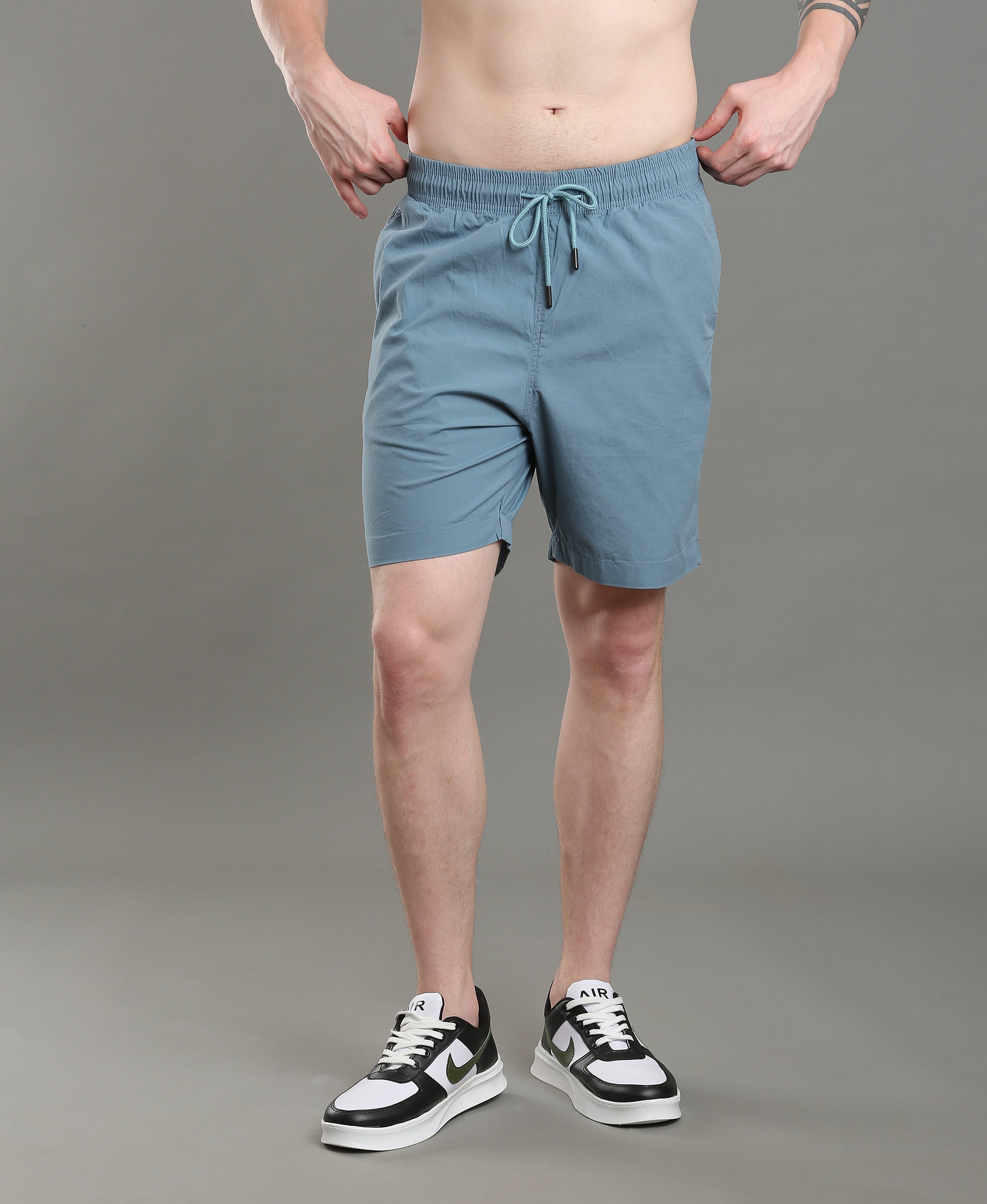 Teal Tide Cotton Shorts For Men