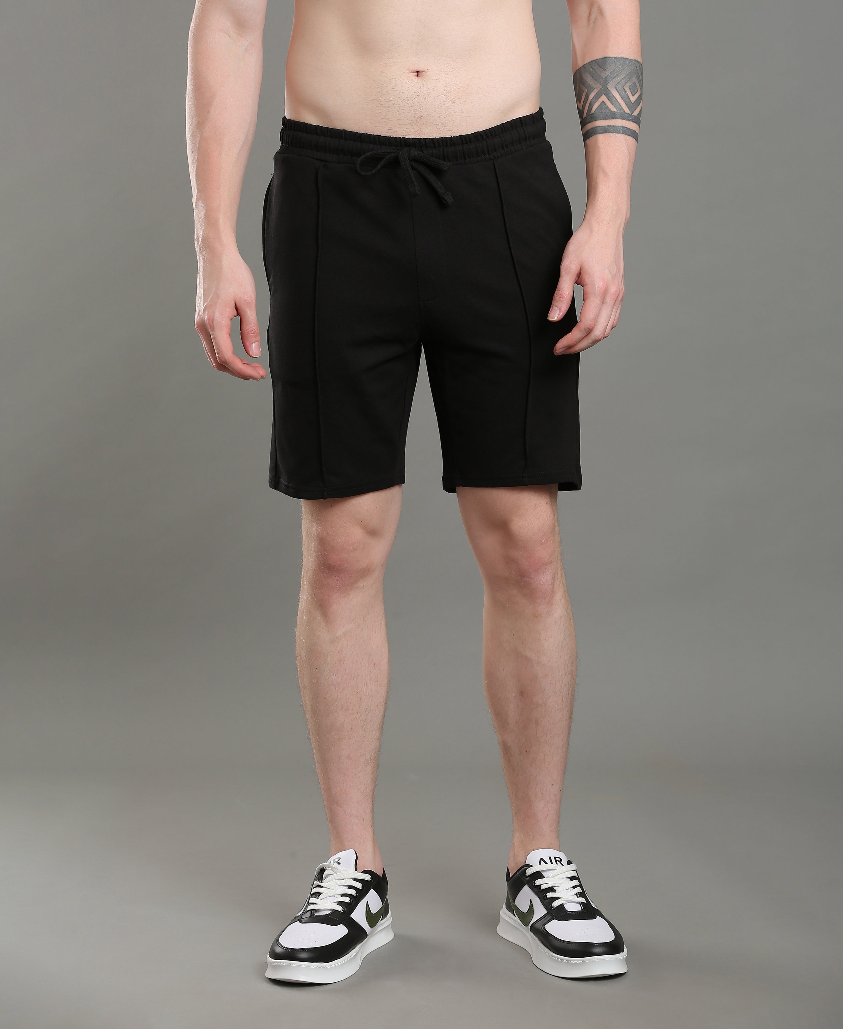 Coal Black Easy Shorts For Men
