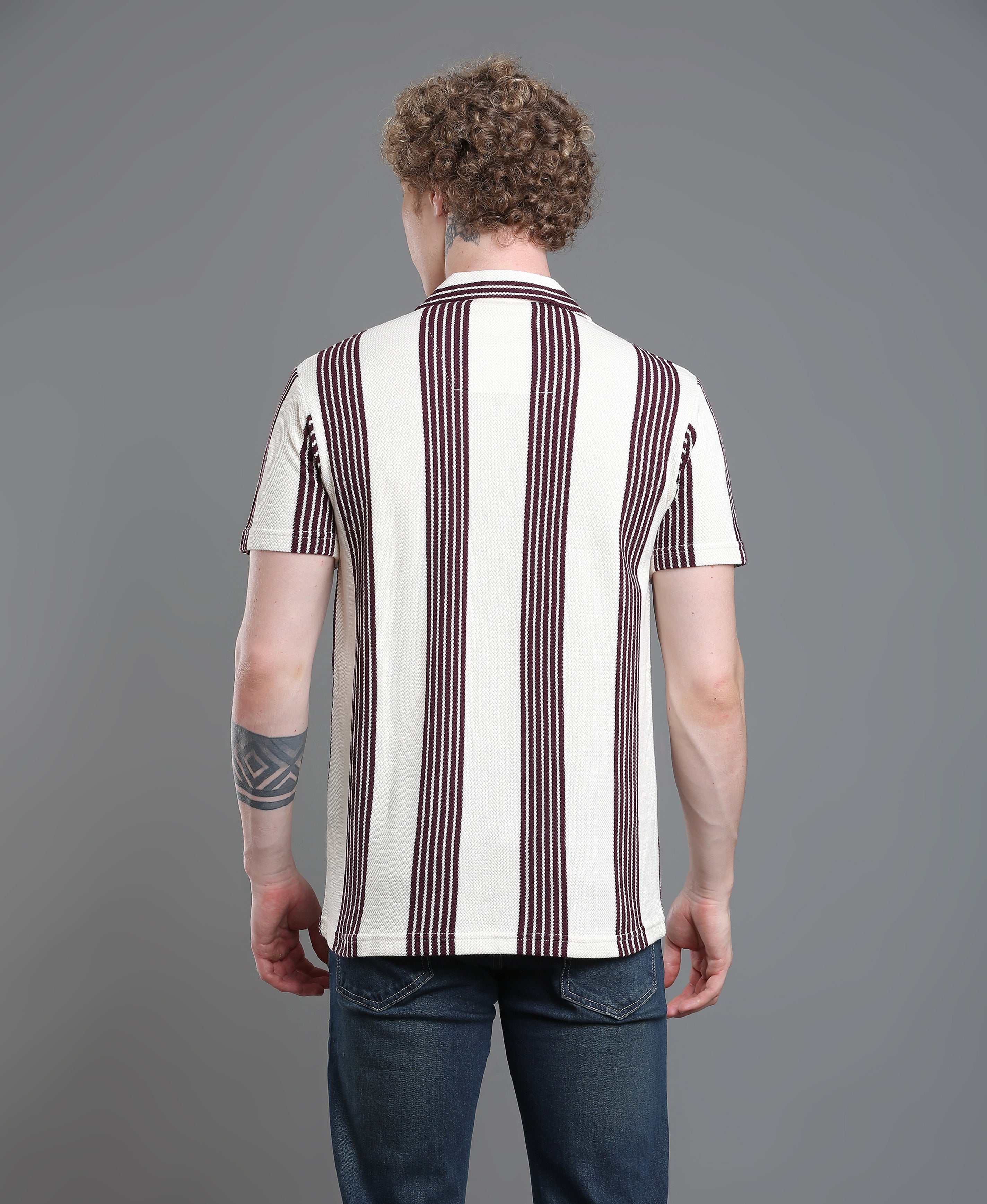 Maroon Stripe Regular Shirt For Men