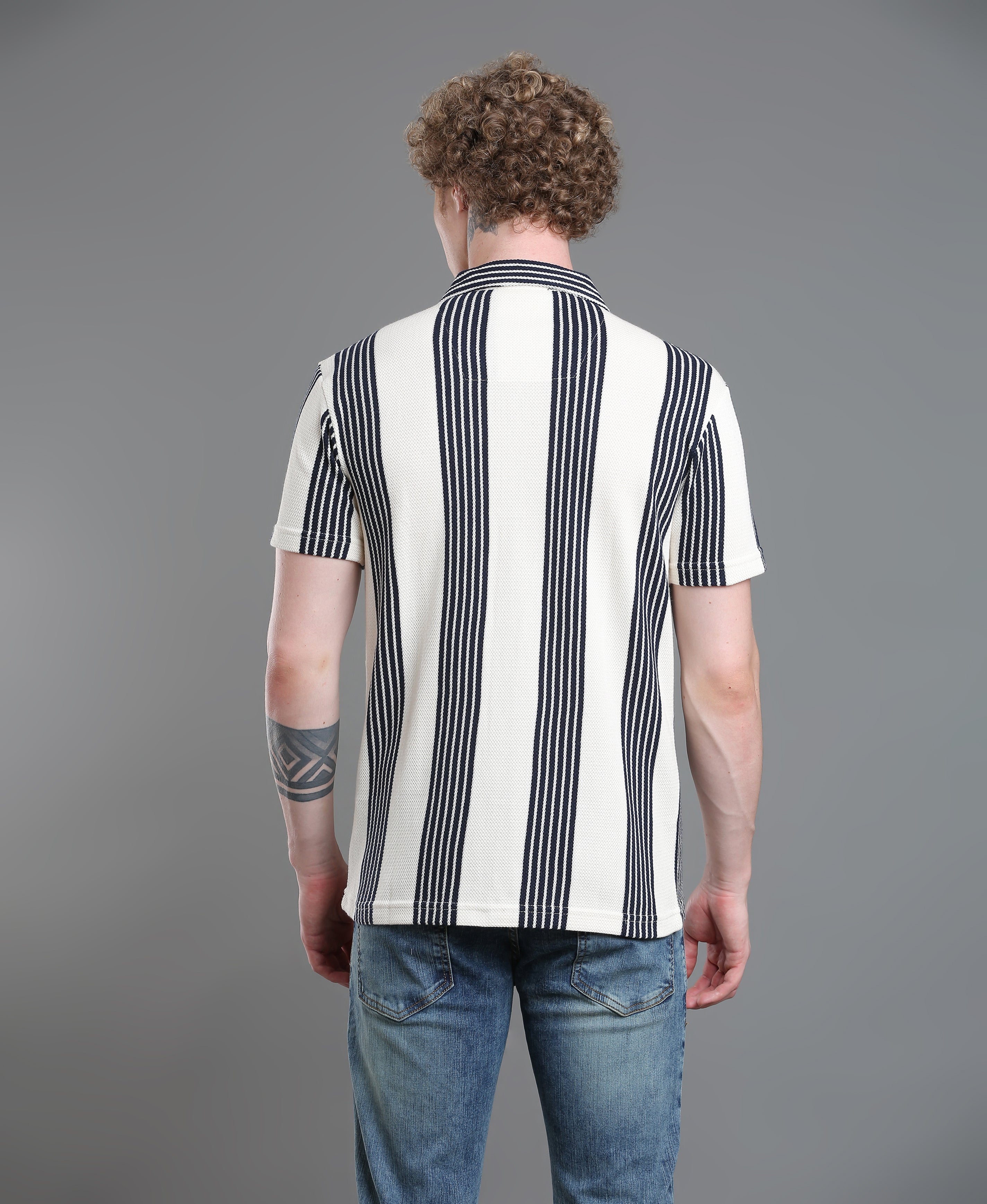 Navy Stripe Regular Shirt For Men