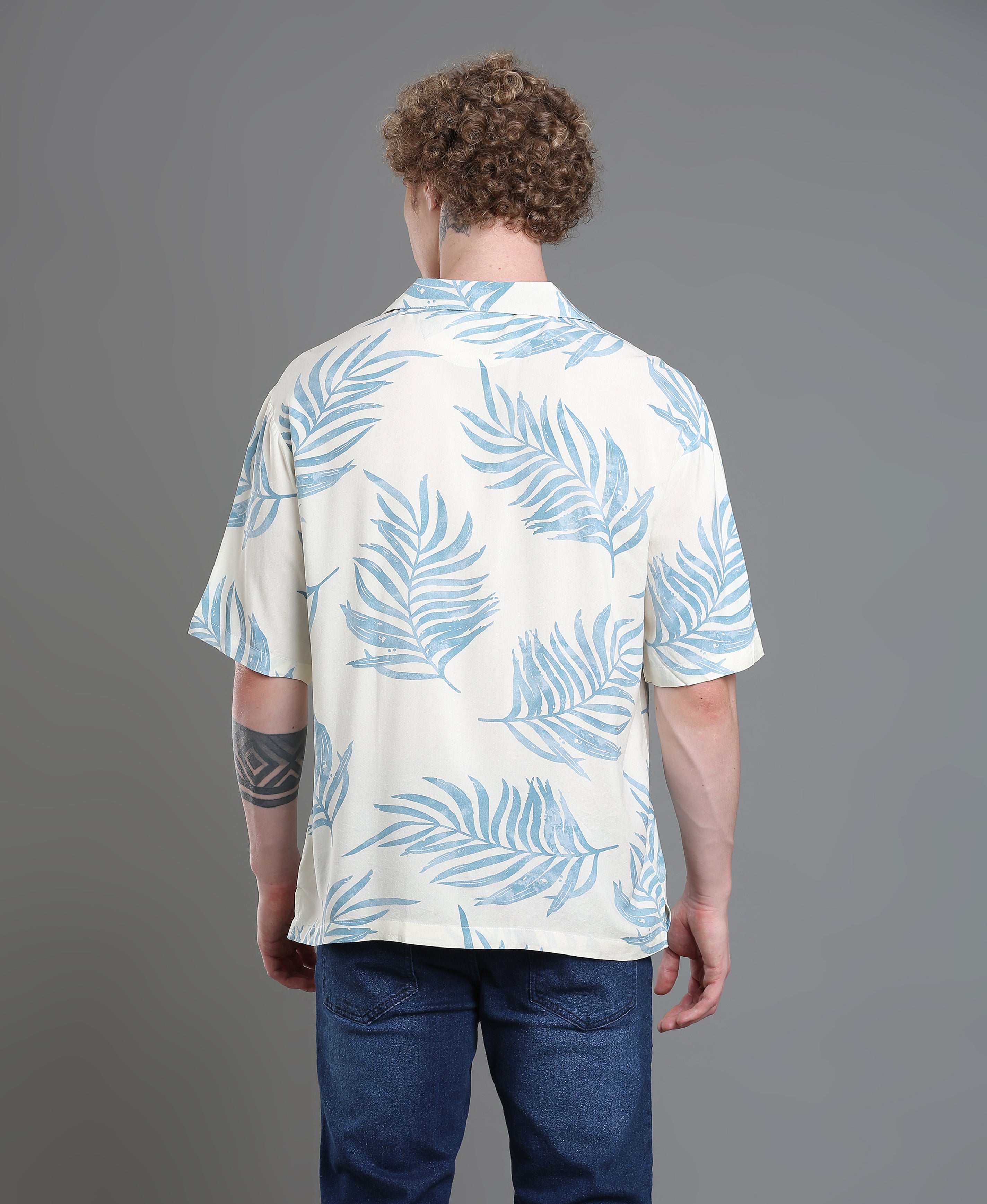 Ivory Print Regular Shirt For Men