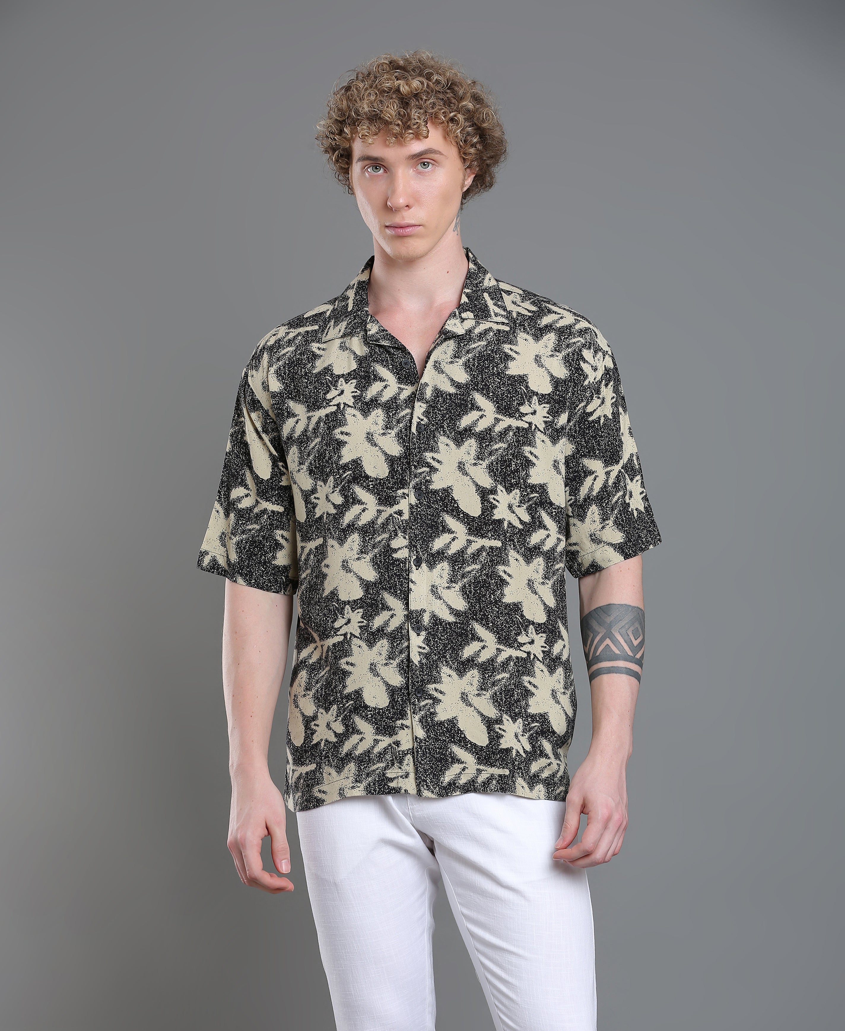 Noir Print Regular Shirt For Men