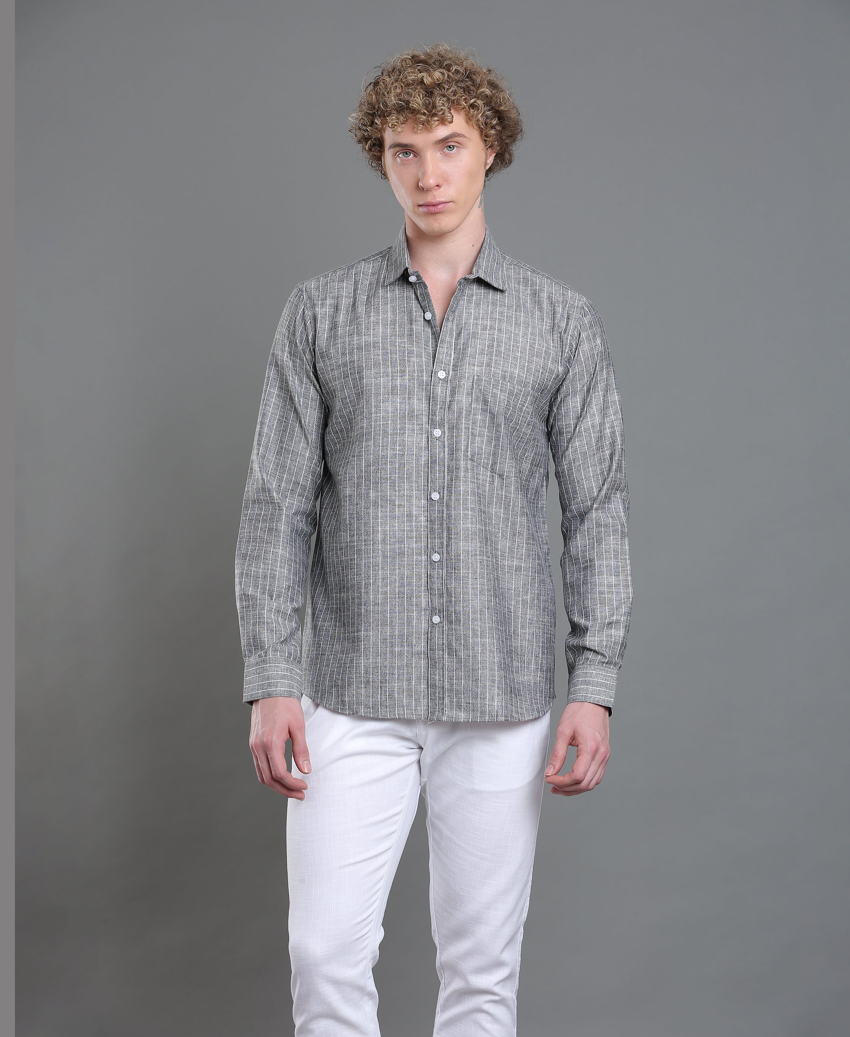 Smoke Stripe Tailored Shirt For Men