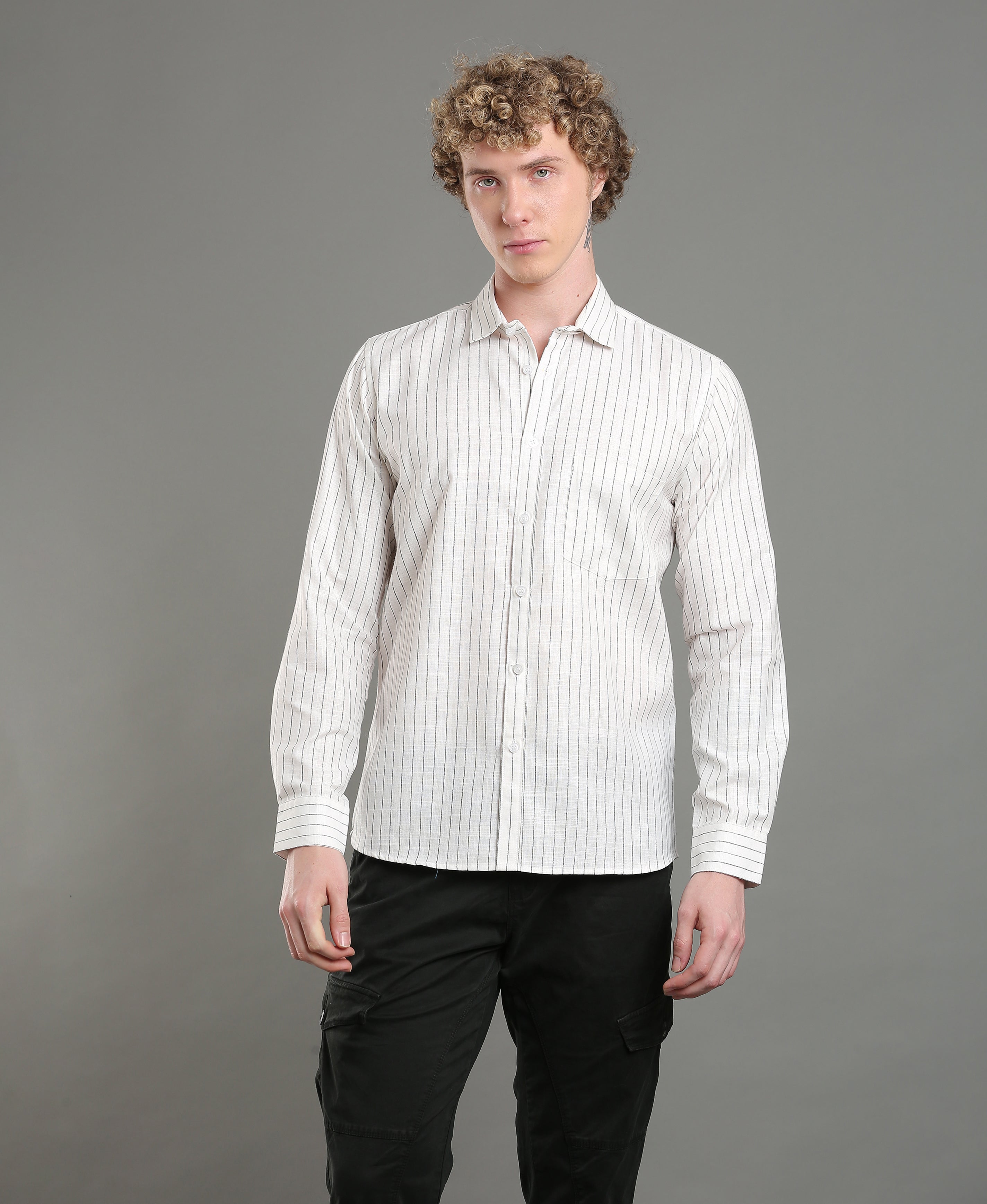 Pearl Stripe Tailored Shirt For Men