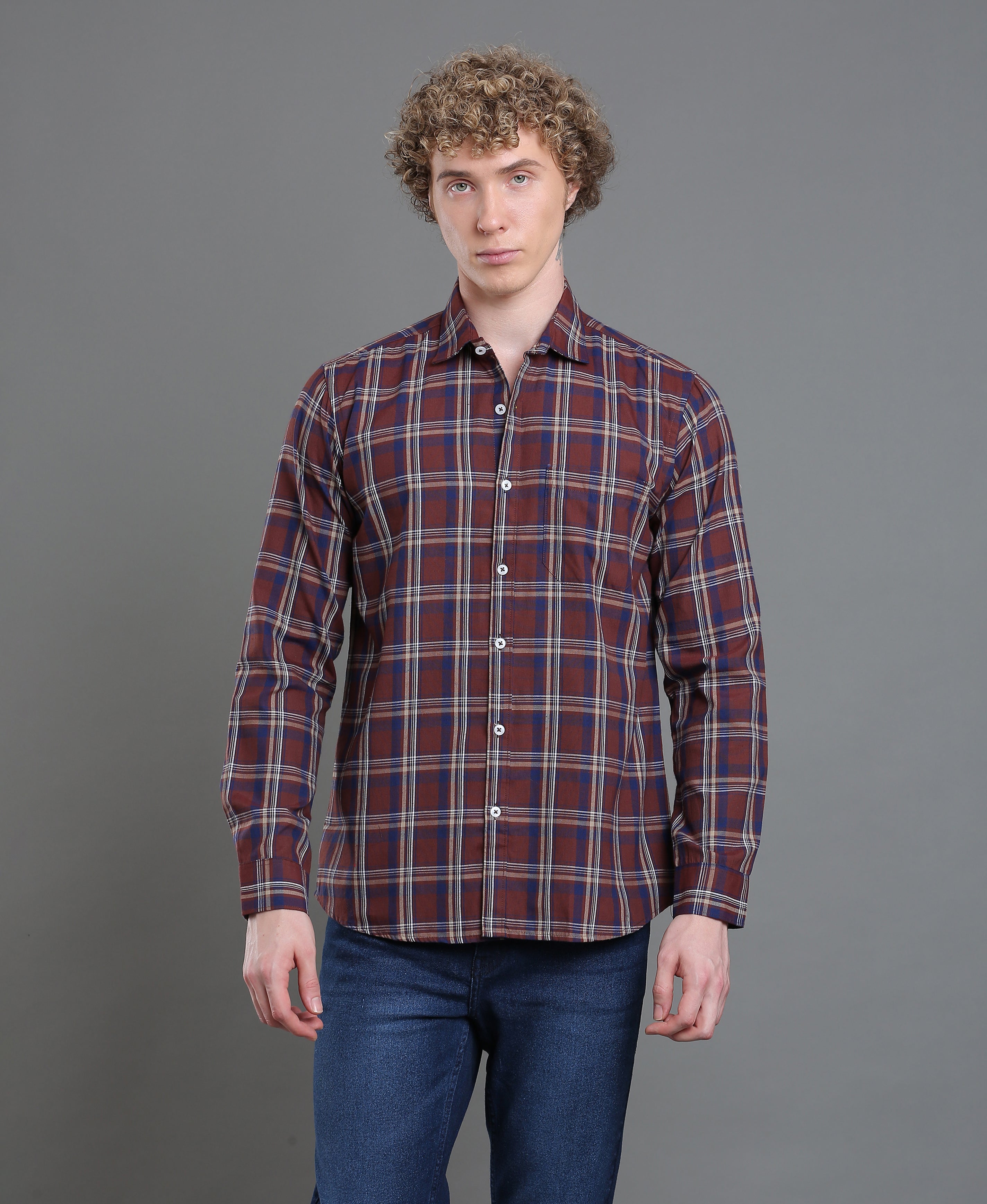 Vintage Check Tailored Shirt For Men