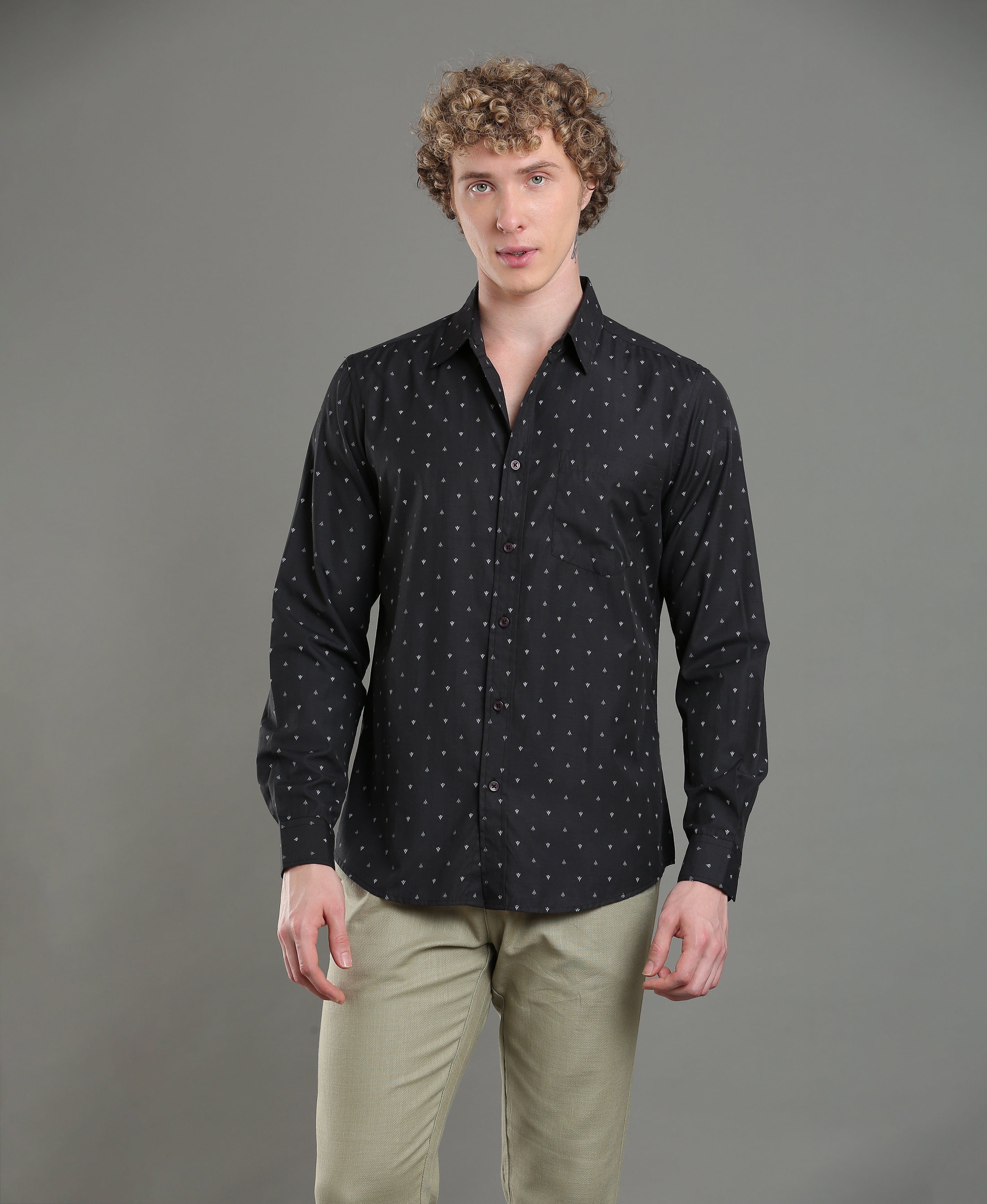Walnut Print Tailored Shirt For Men