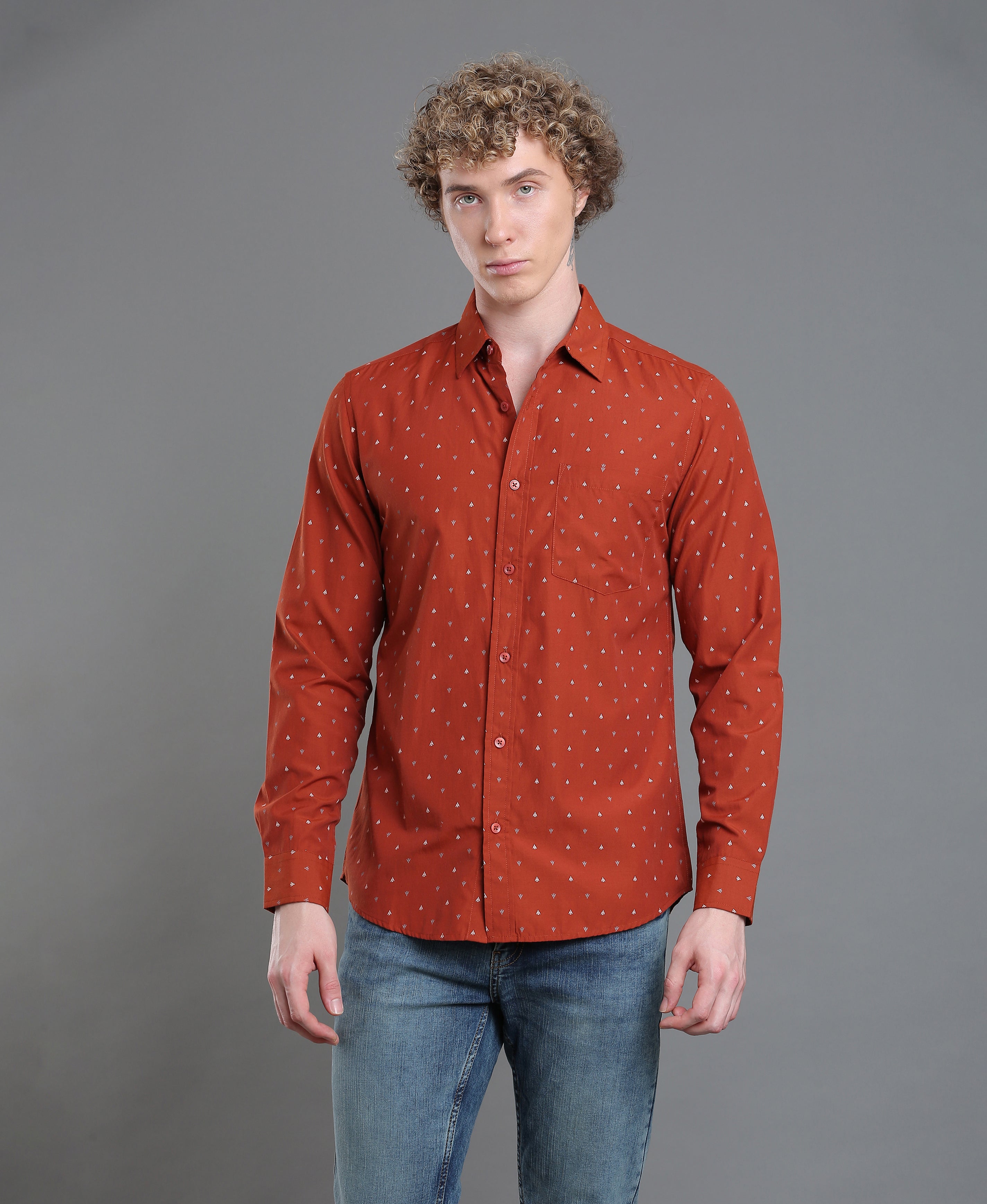 Copper Print Tailored Shirt For Men