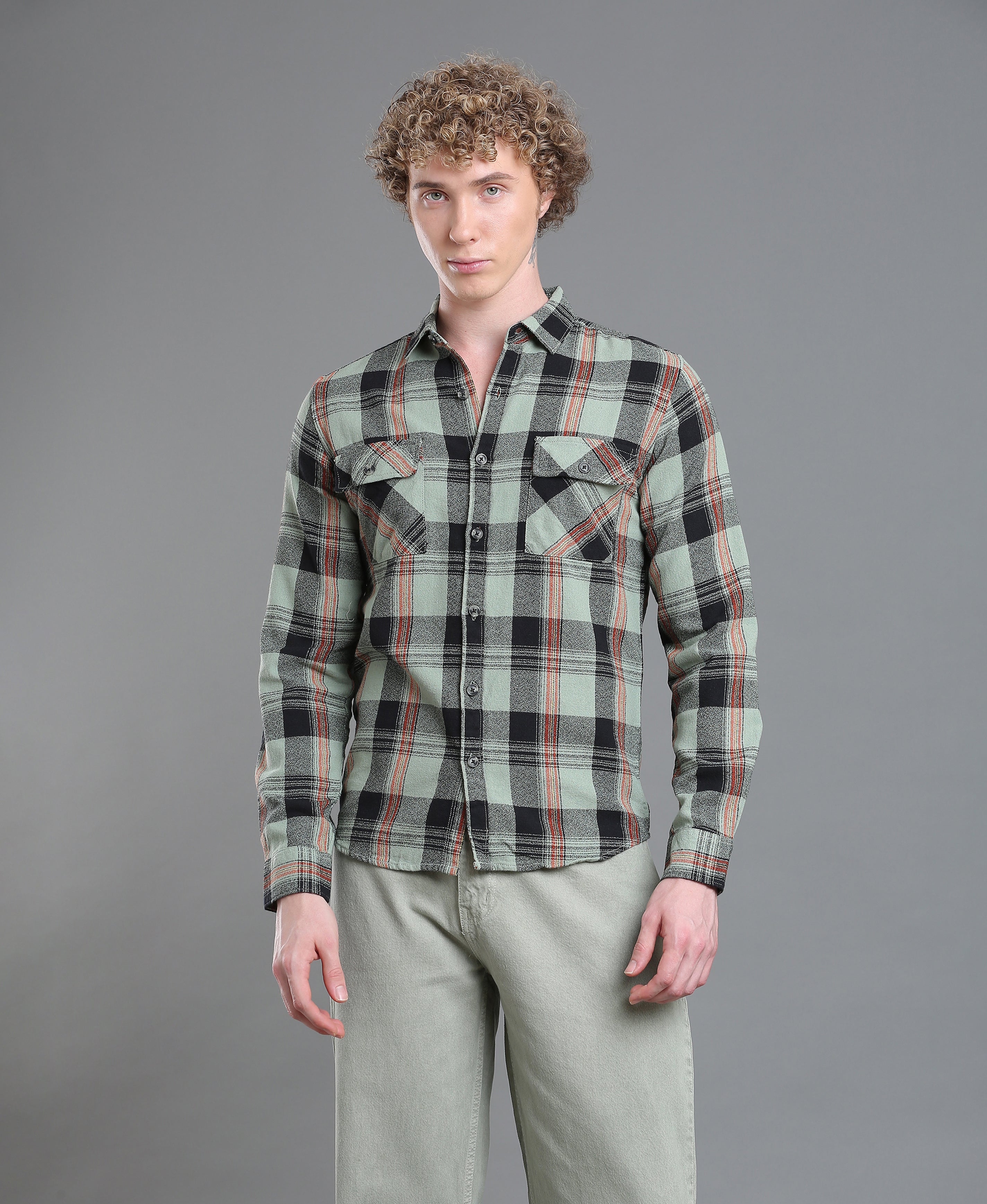 Forest Check Slim Shirt For Men