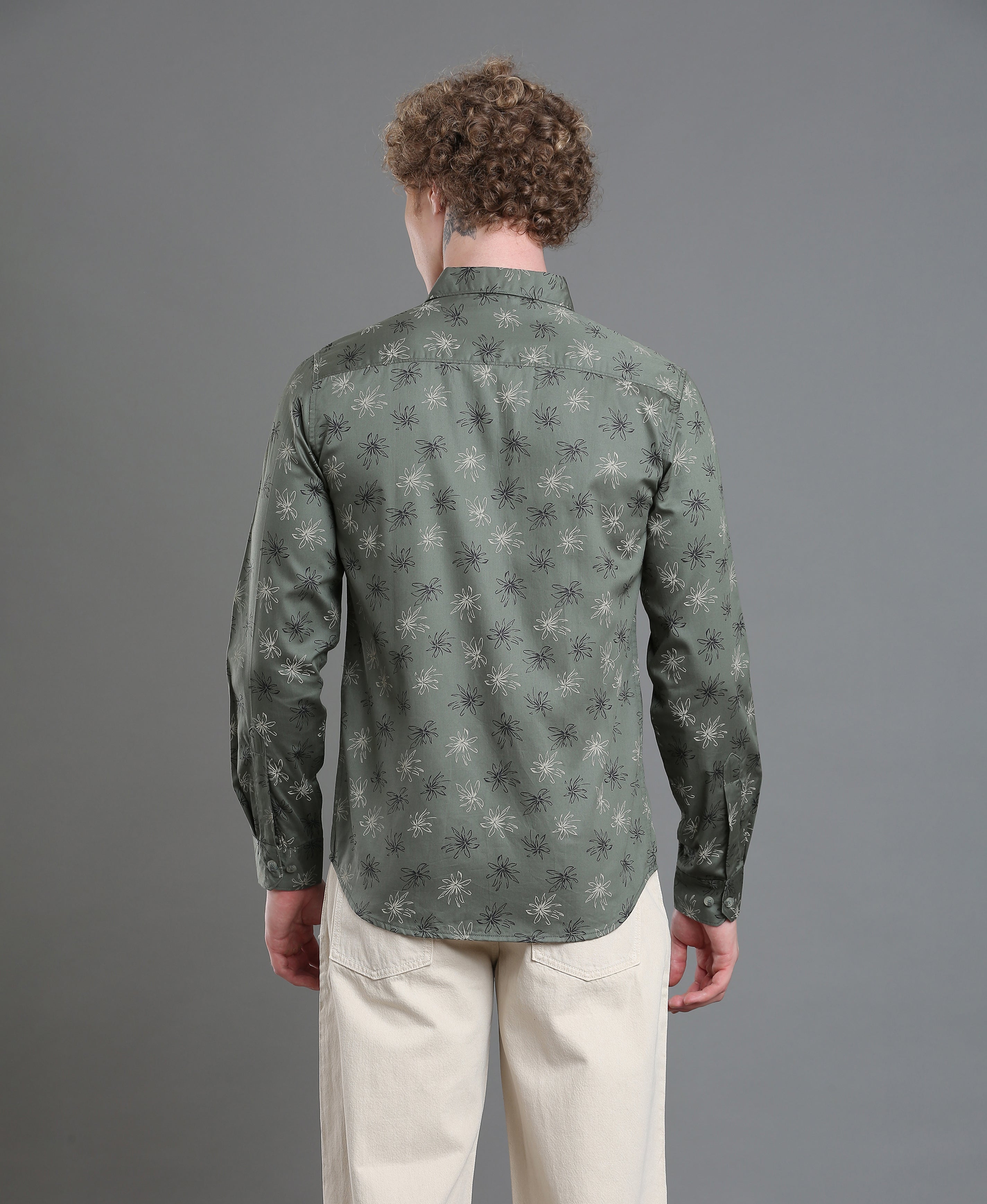 Forest Print Slim Shirt For Men