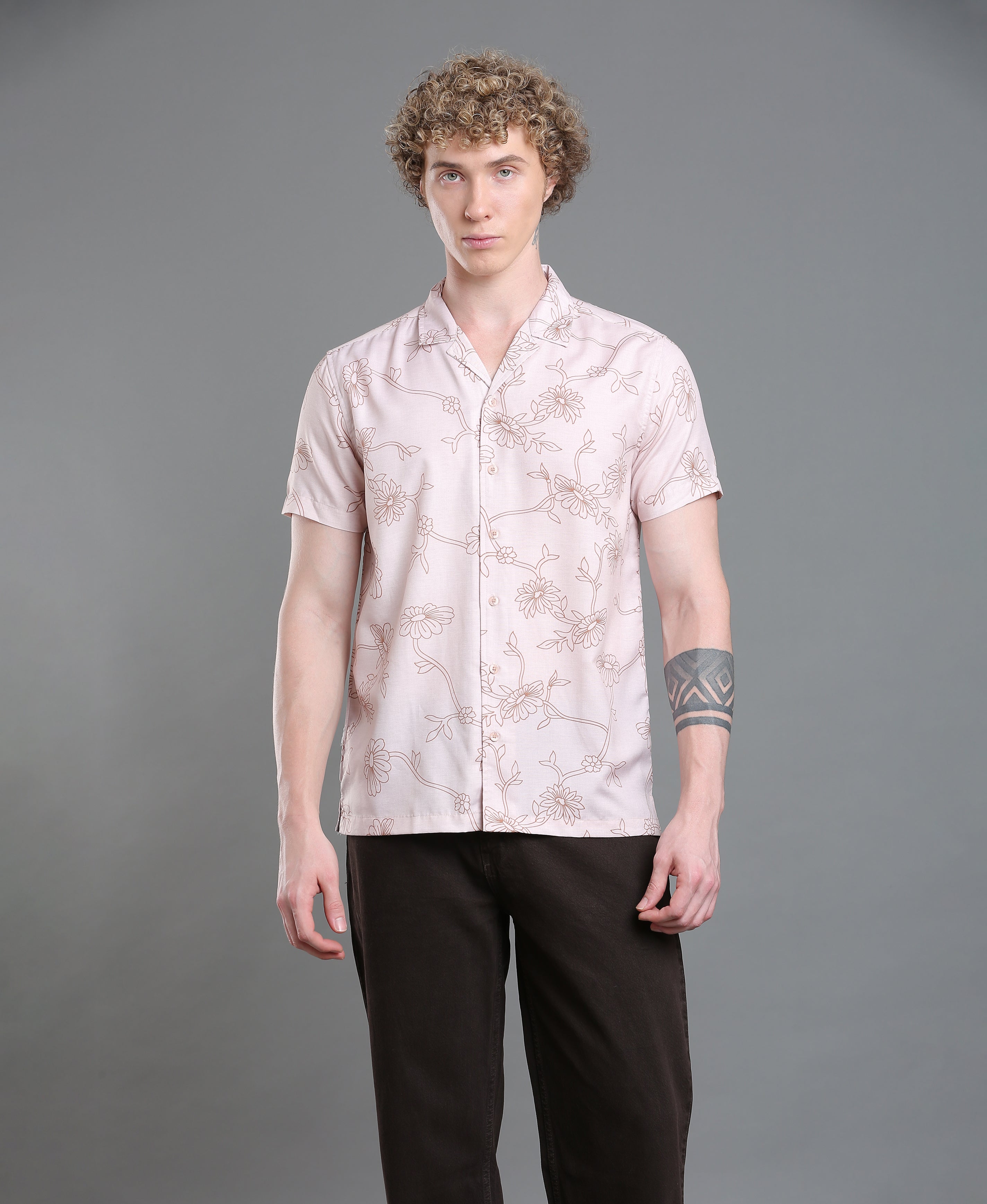 Ash Cuban Print Shirt For Men