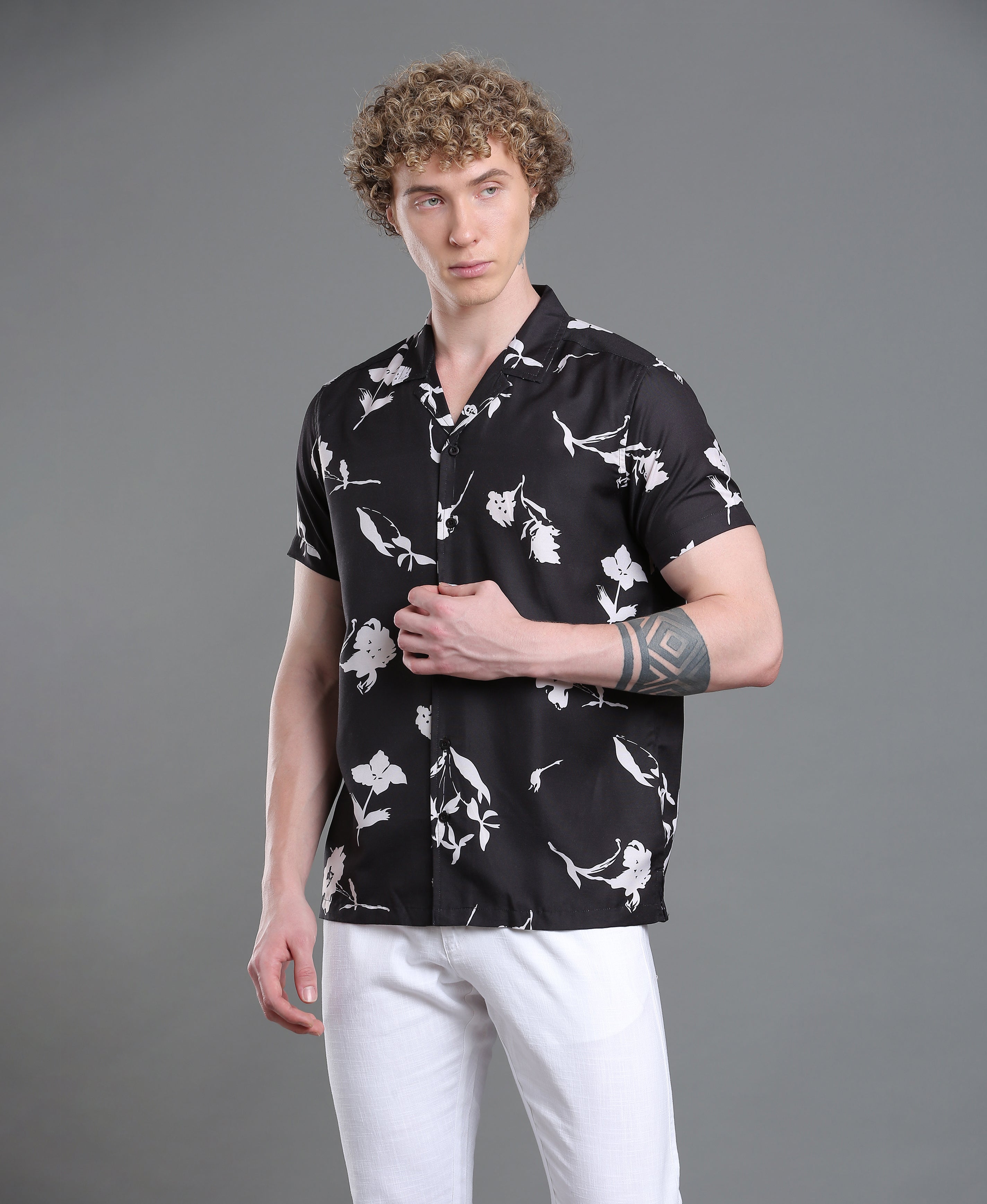 Onyx Cuban Print Shirt For Men