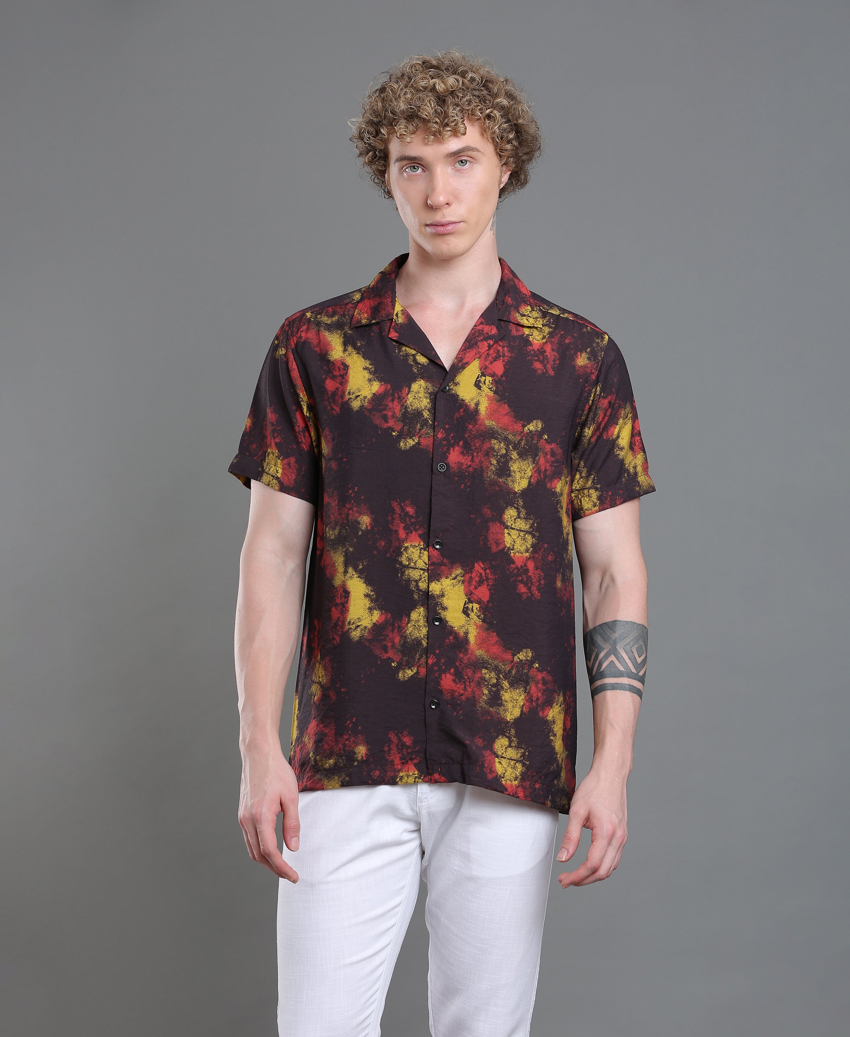 Burgundy Blend Slim Shirt For Men