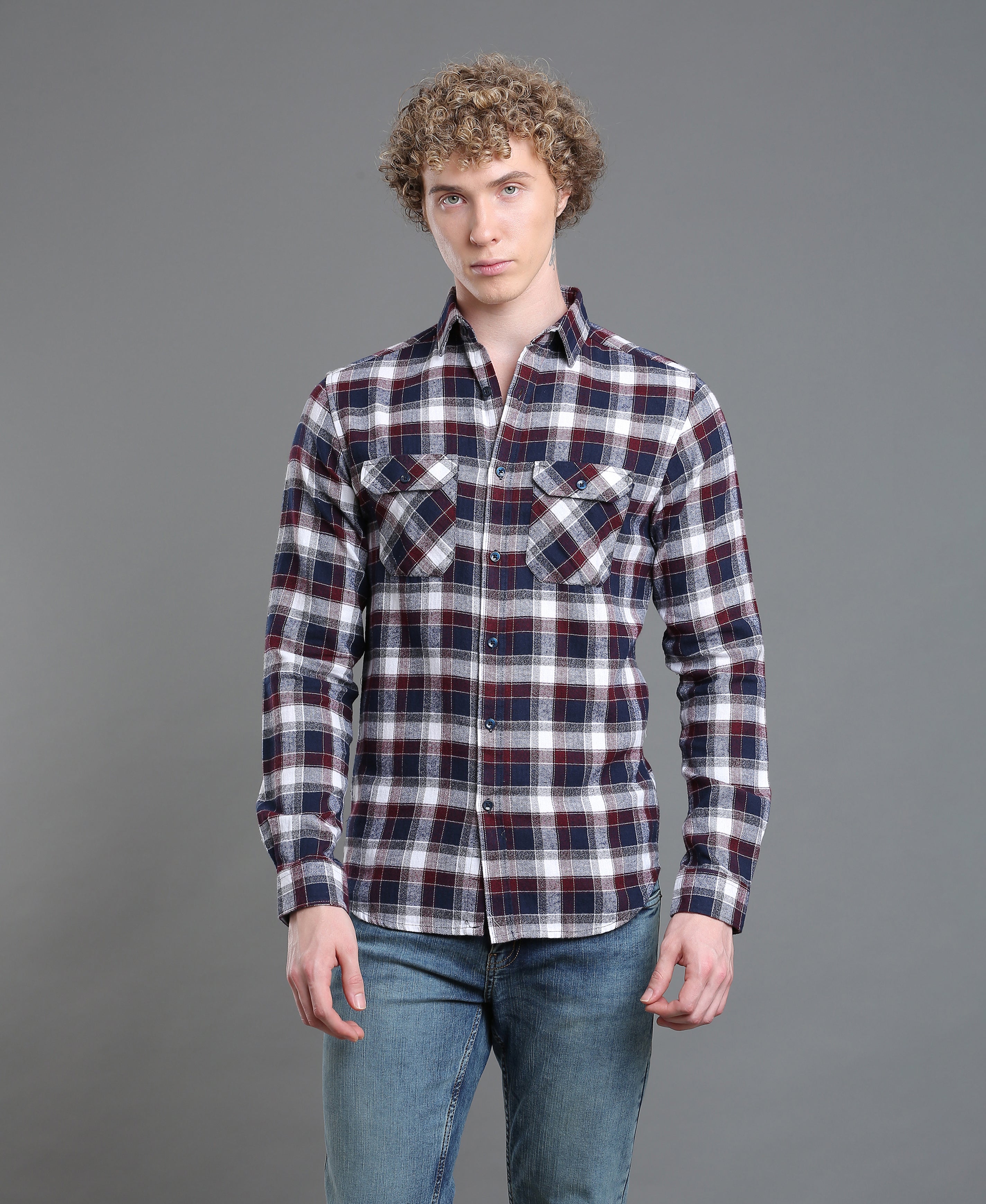 Navy Essential Slim Shirt For Men