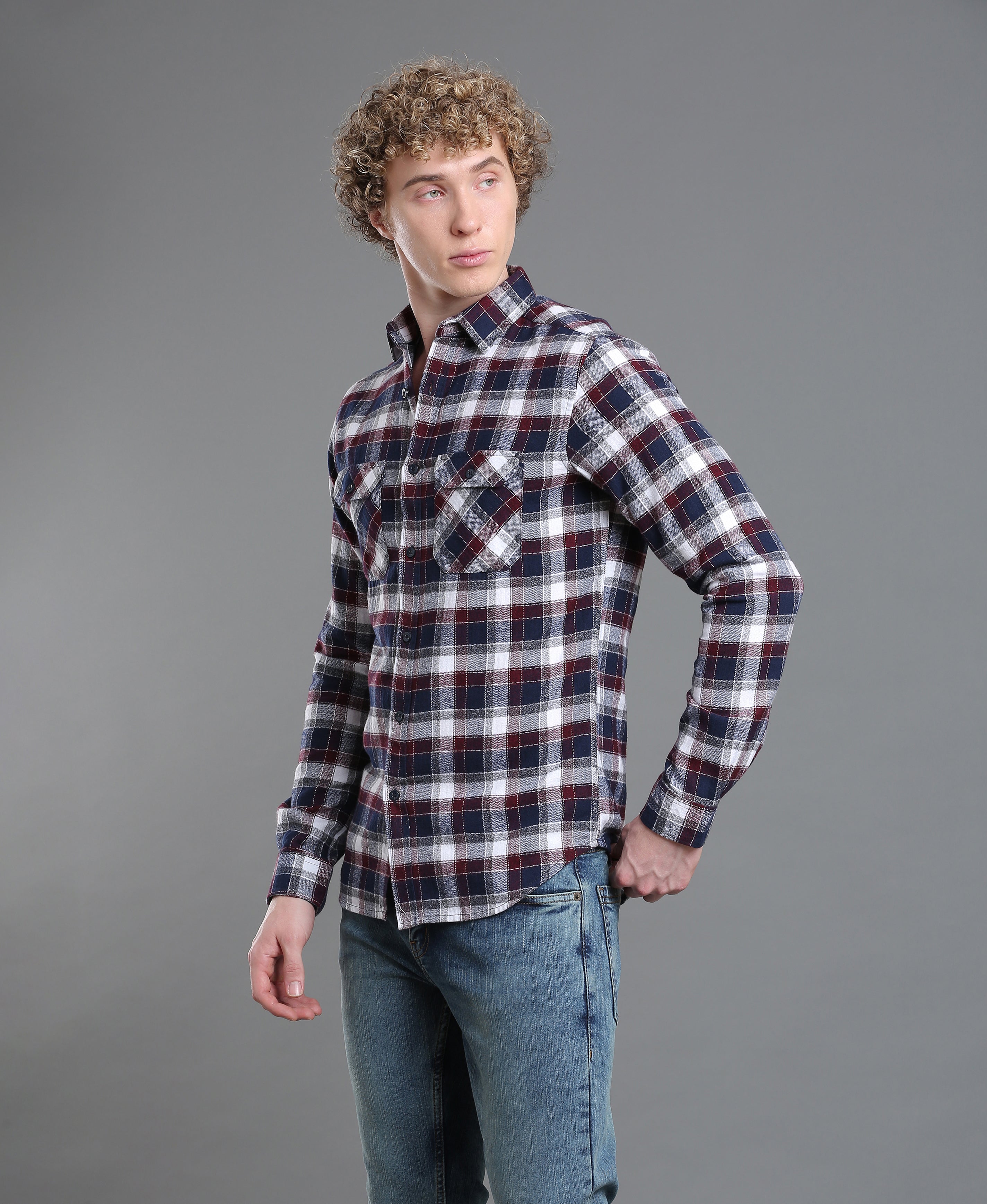 Navy Essential Slim Shirt For Men