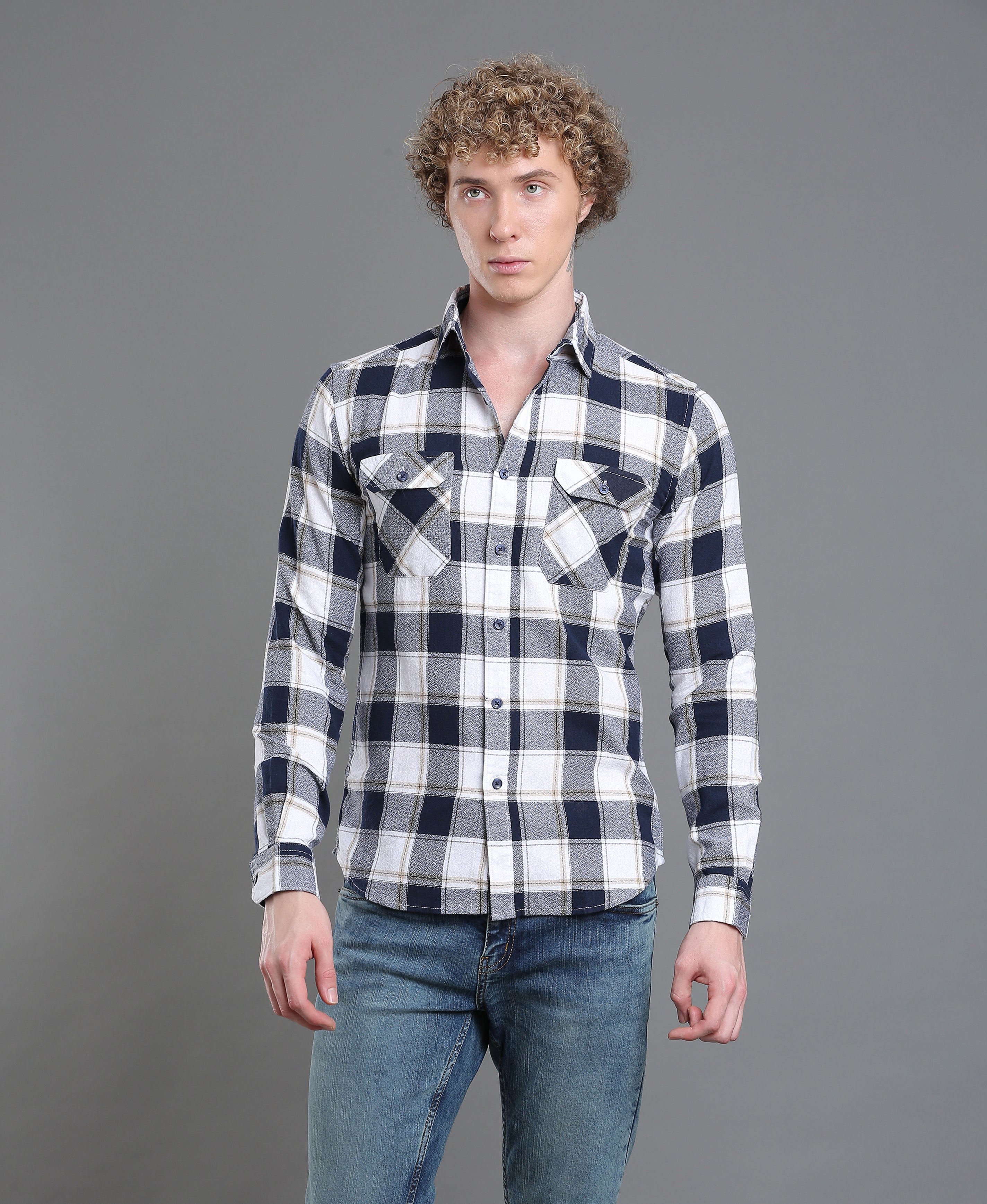 Azure Luxe Slim Shirt For Men