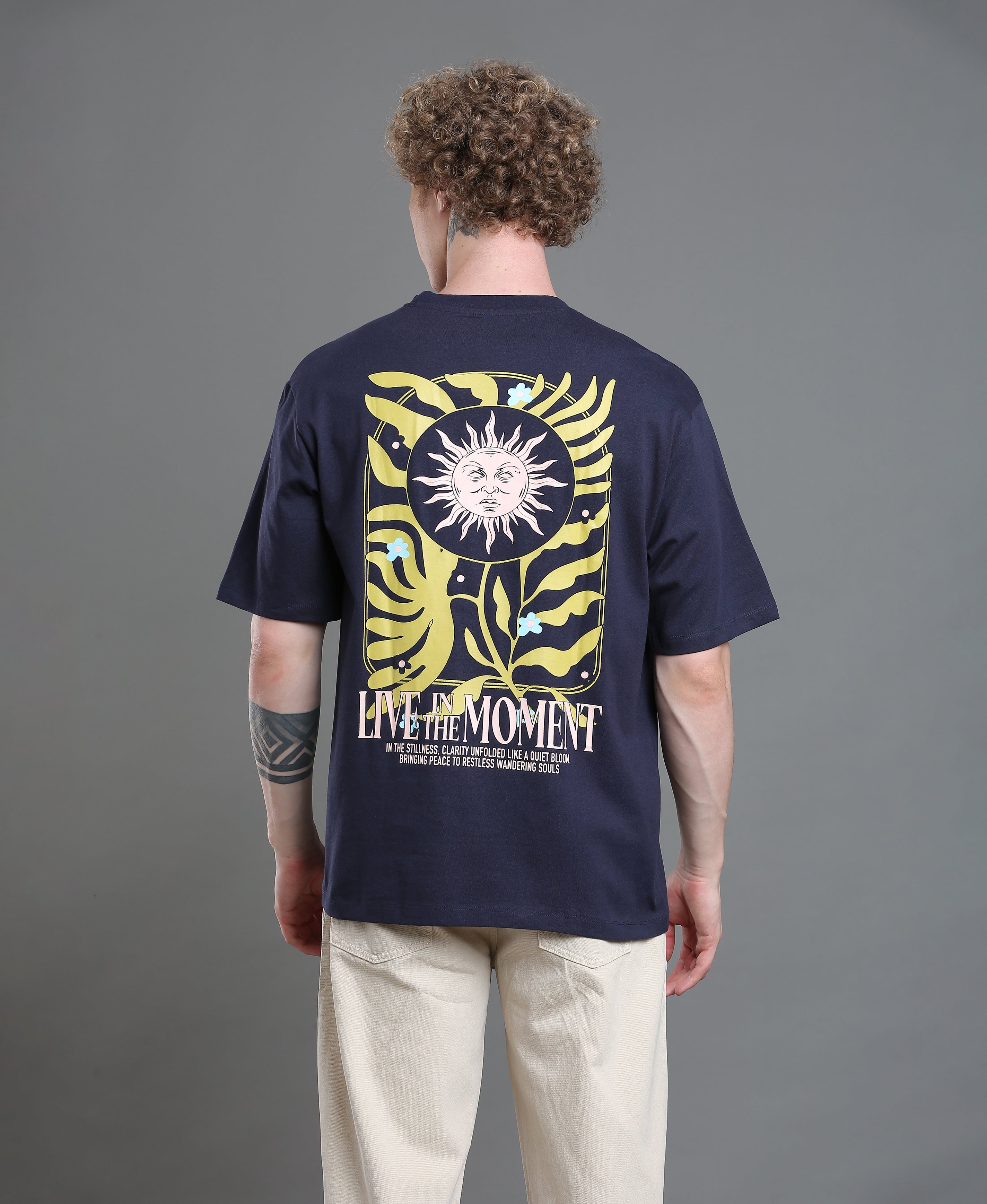 Navy Emblem Oversized Tee For Men