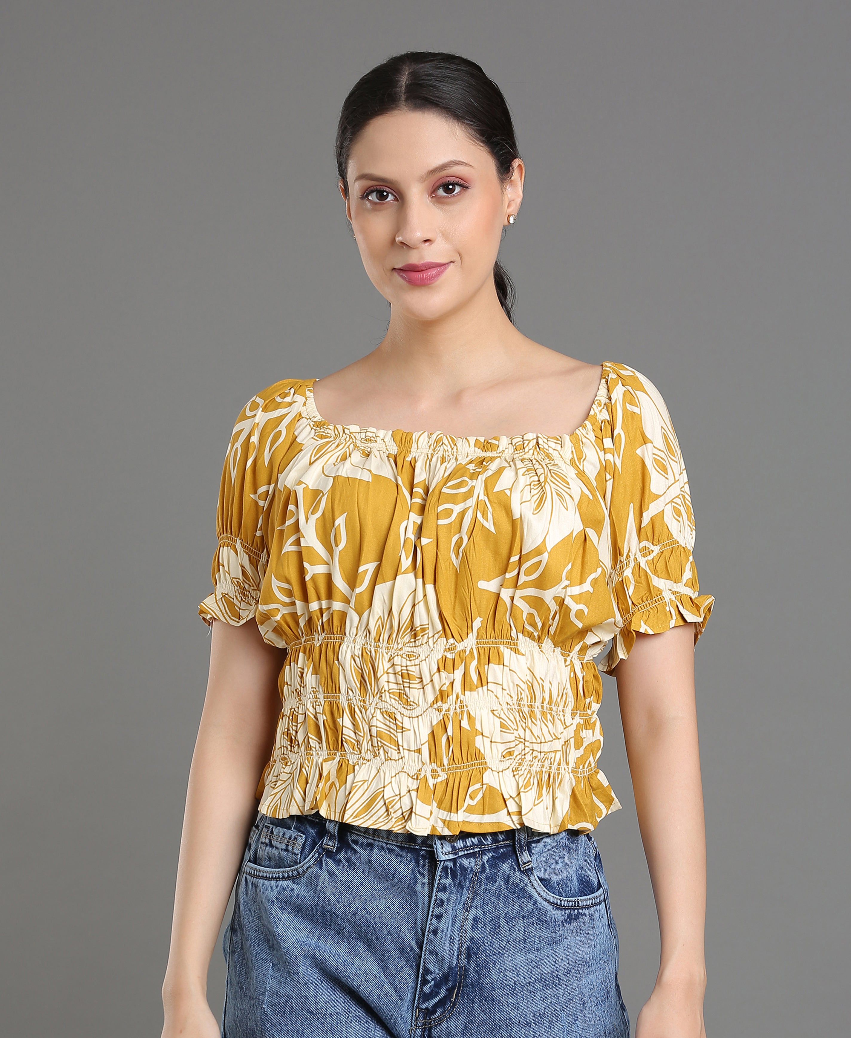 Sun Bloom Viscose Crop Top For Women