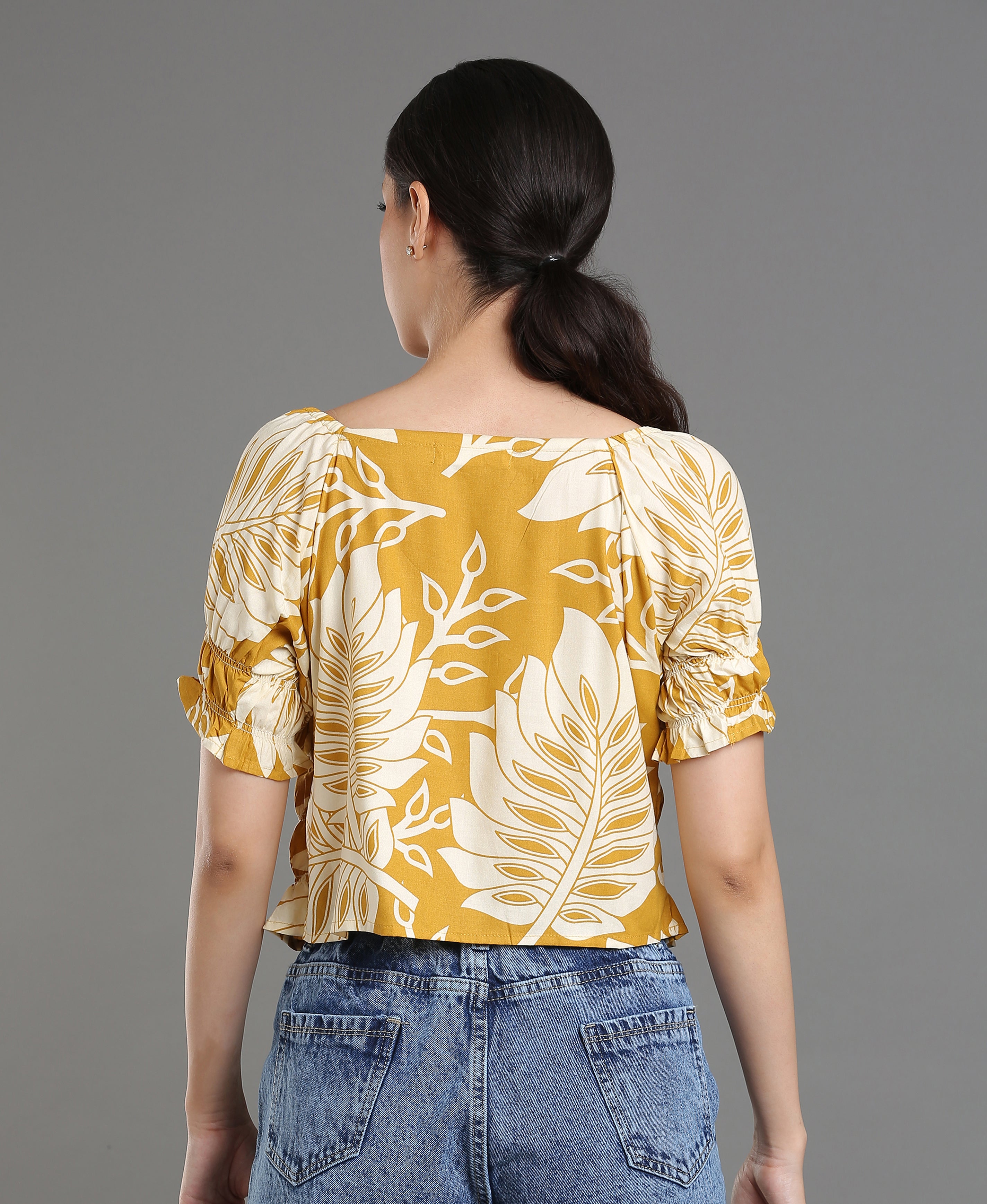 Sun Bloom Viscose Crop Top For Women