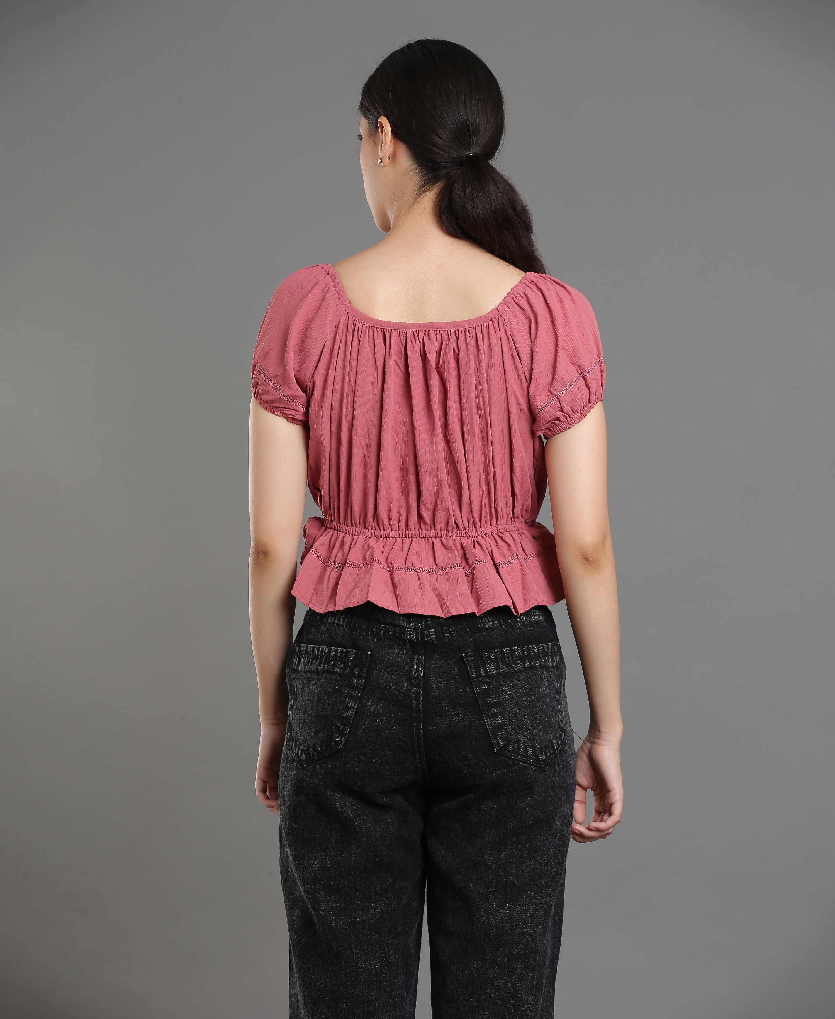 Cocoa Poly Crop Top For Women