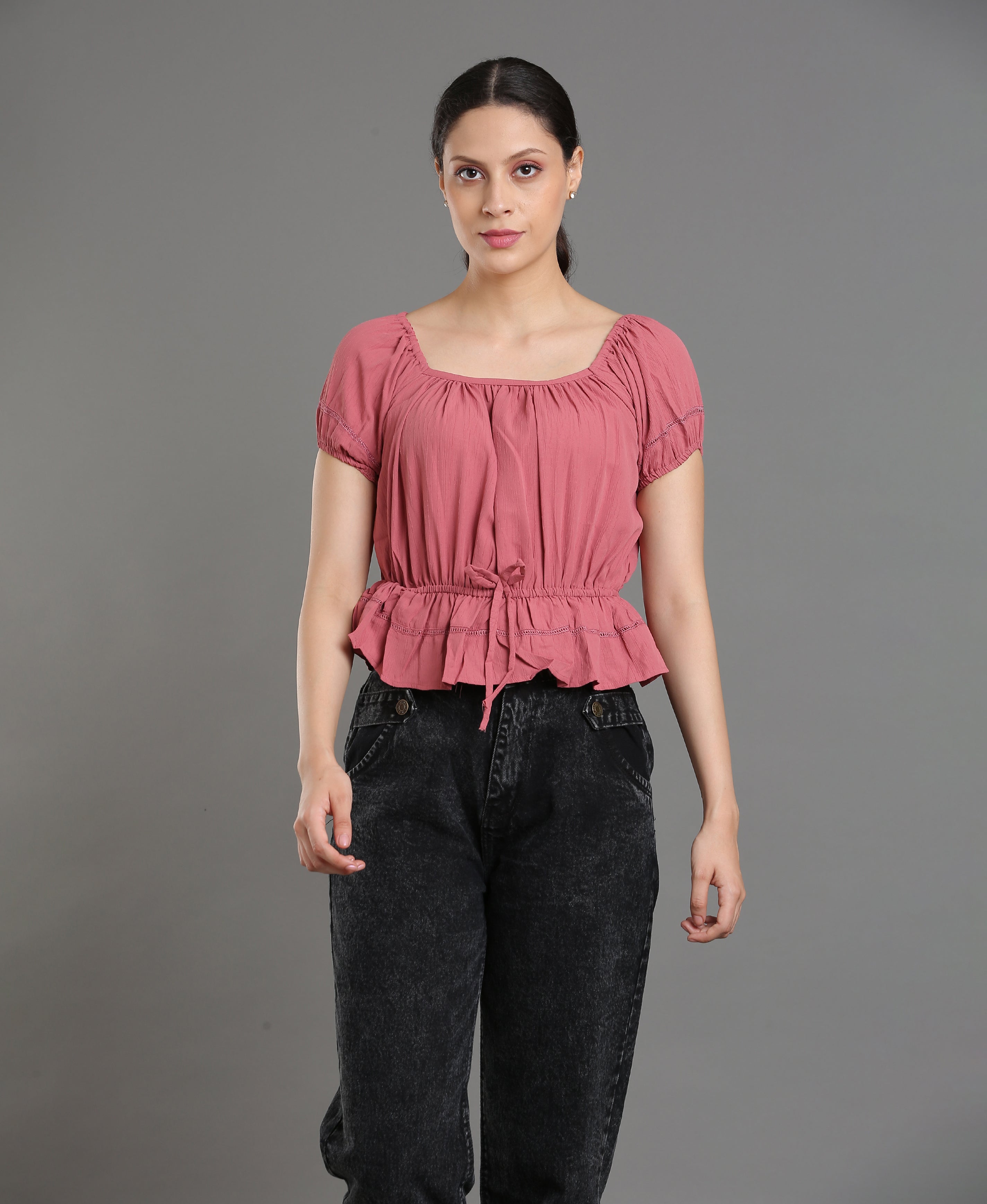 Cocoa Poly Crop Top For Women