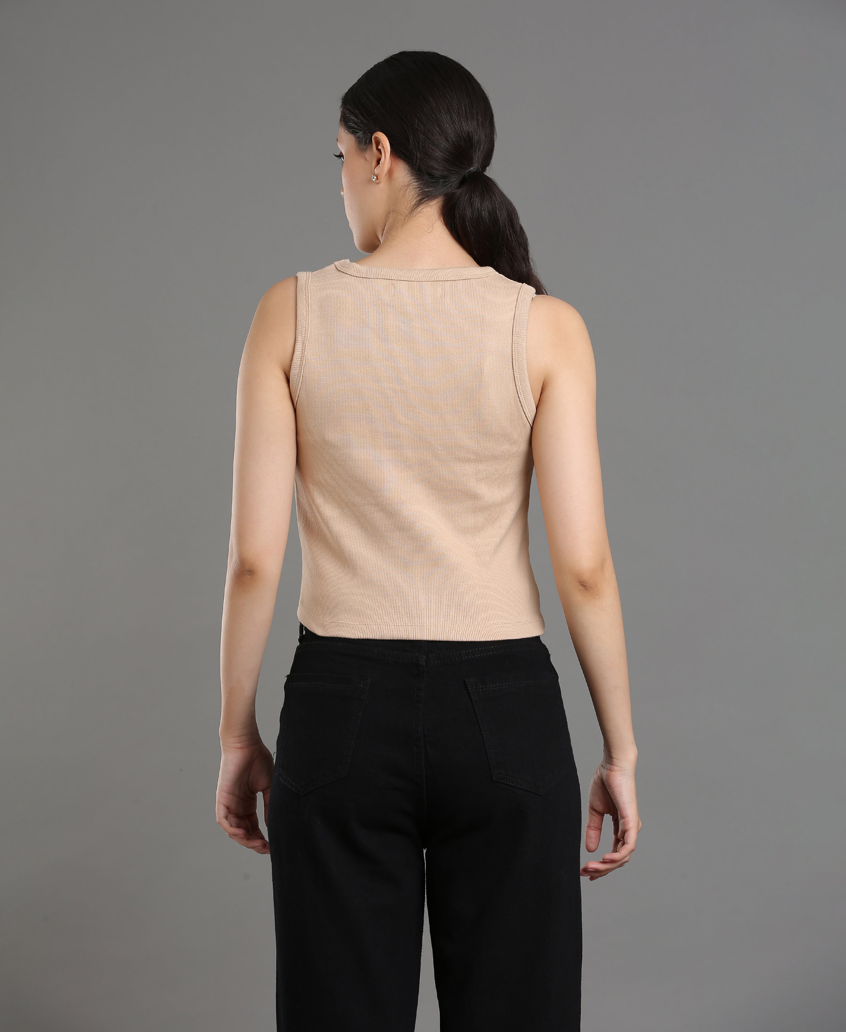 Blush Print Rib Knit Crop Top For Women