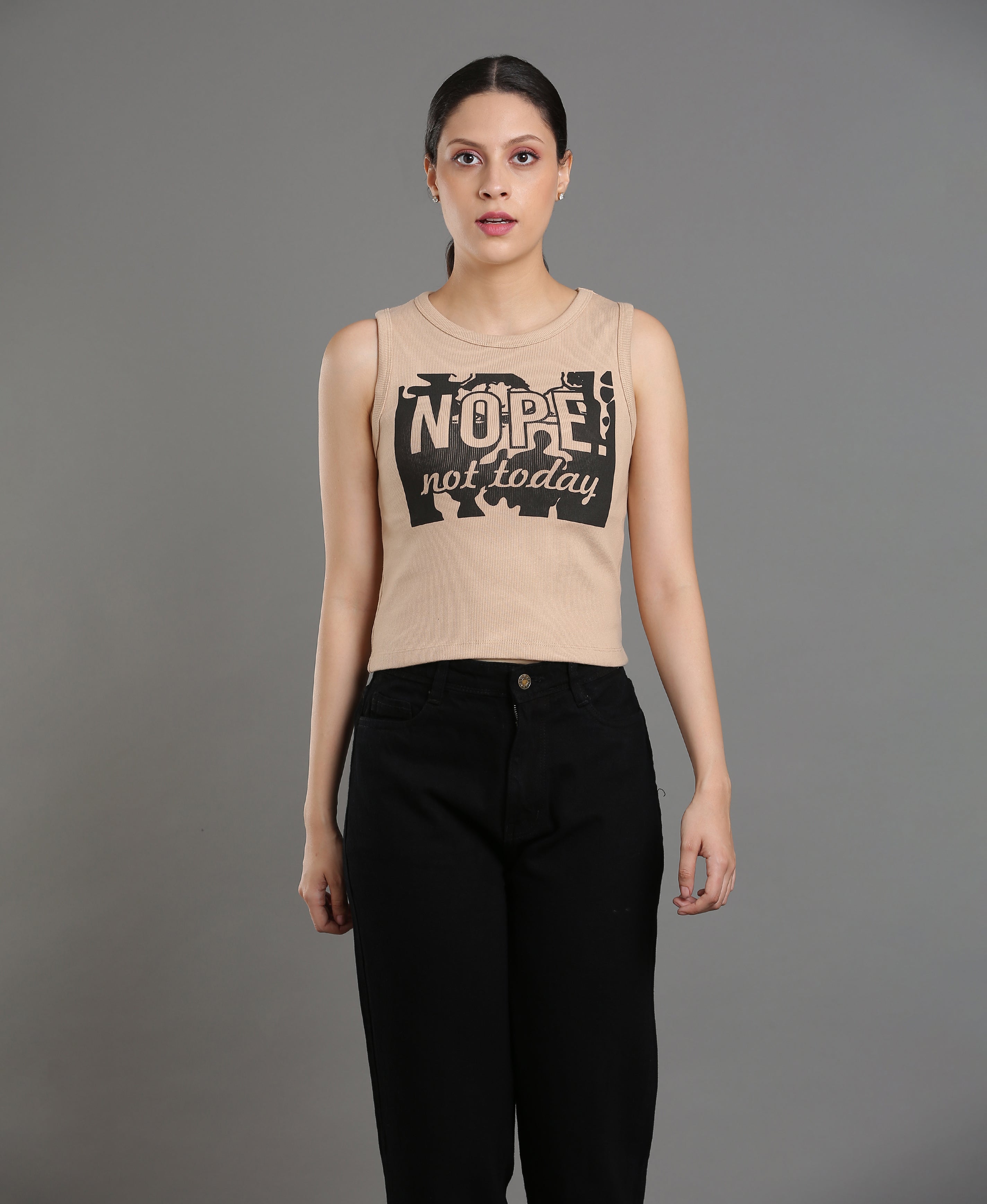 Blush Print Rib Knit Crop Top For Women