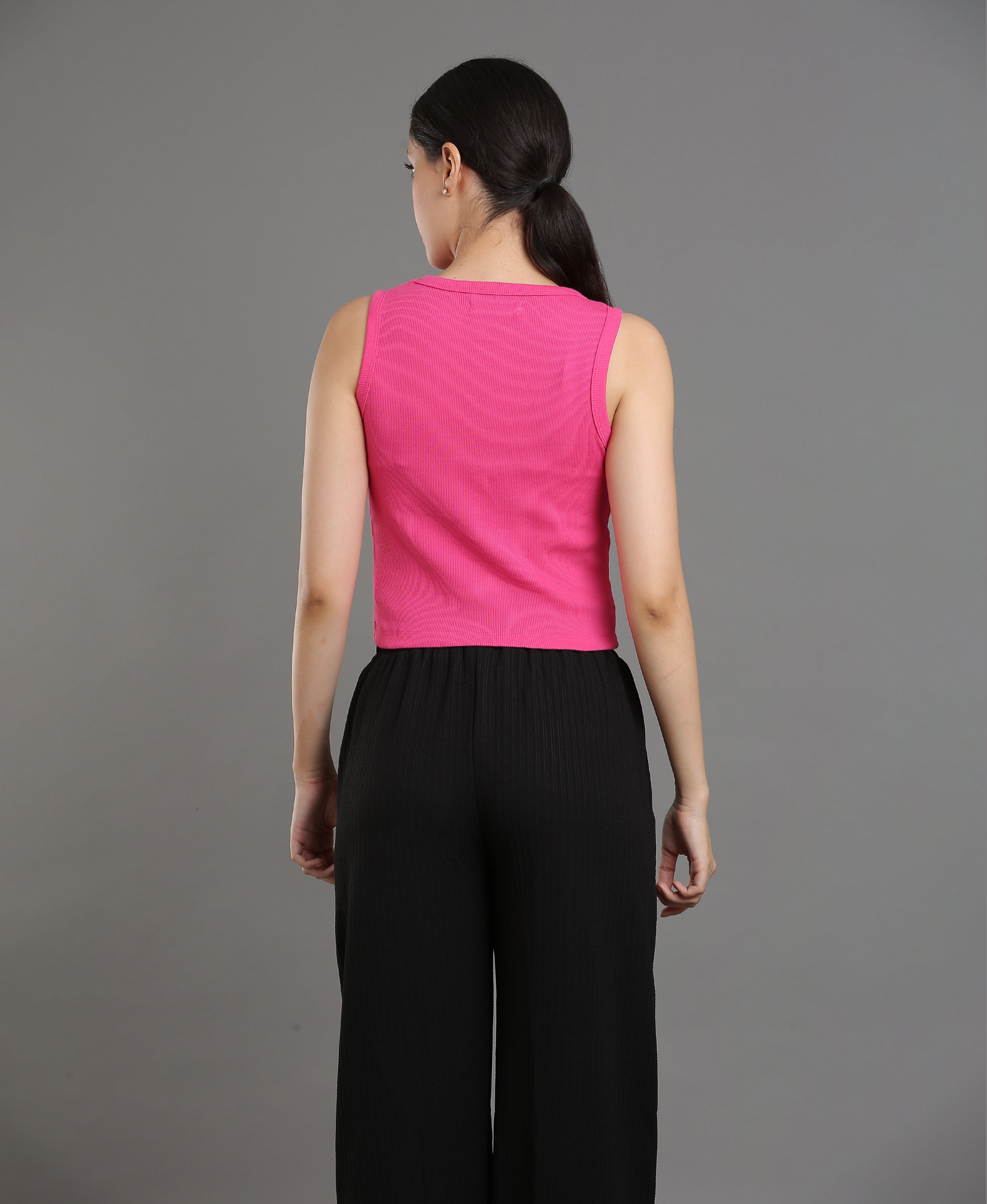 Magenta Bloom Embroidered Crop Top For Women