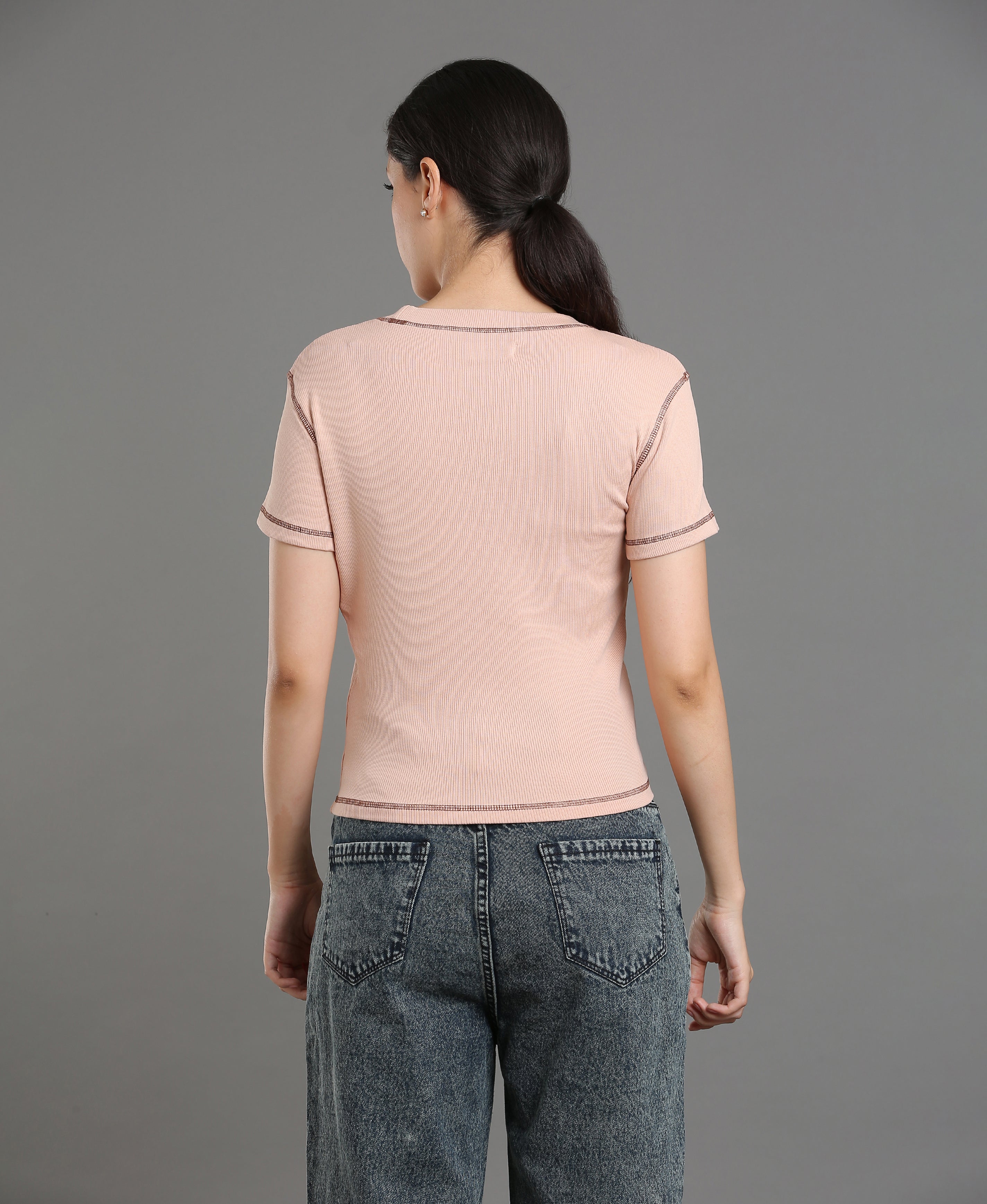 Blush Rib Knit Crop Top For Women